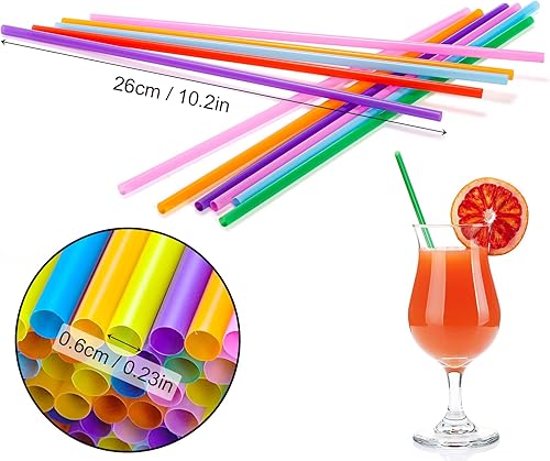 Miniatura 2 de Suwimut Paquete de 1000 pajitas de plástico para beber, 10.2 pulgadas, extra largas, coloridas, desechables, pajitas para batidos, pajitas de fiesta