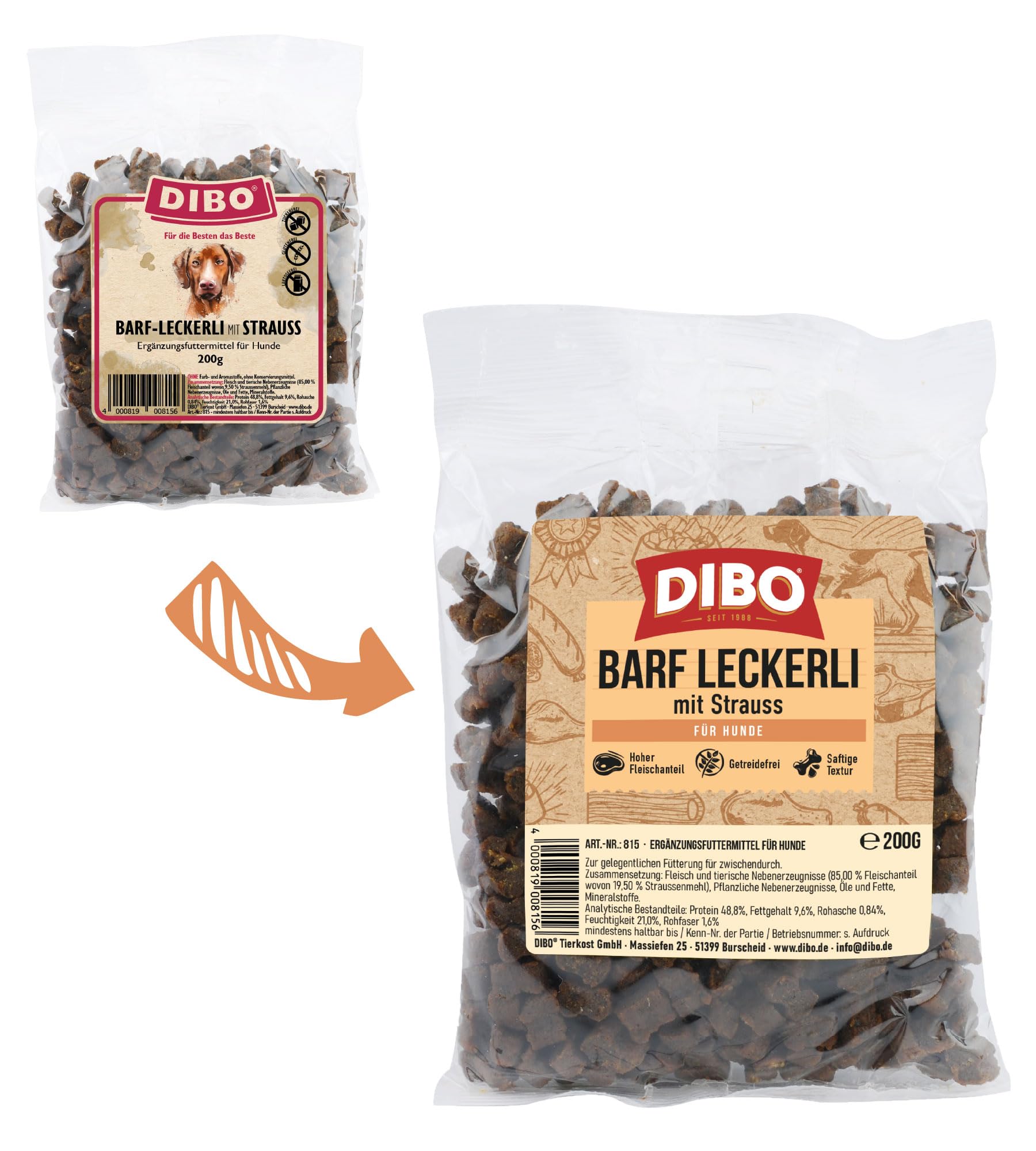 Dibo Przekąska dla Psów, Struś, 200 g