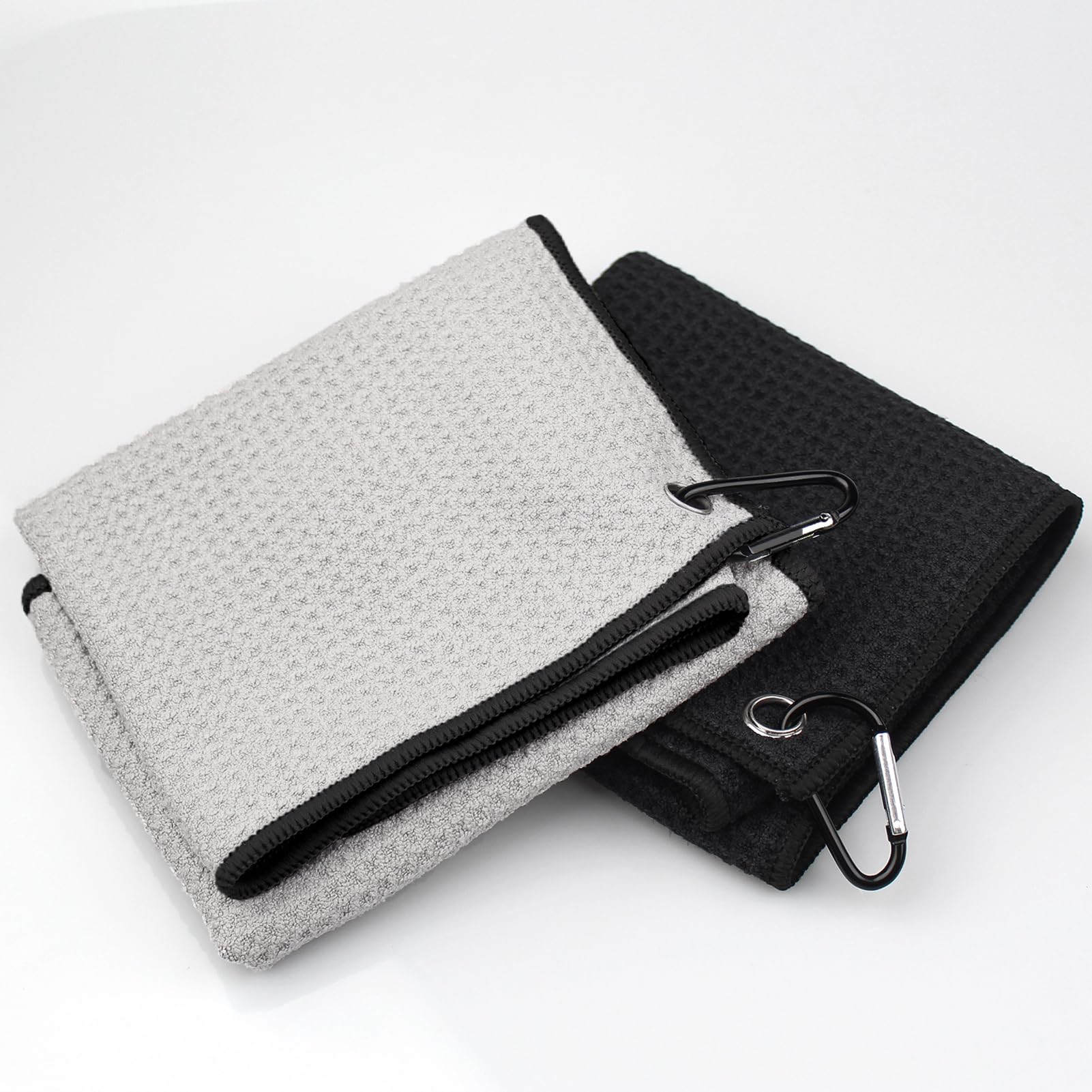 Asciugamano da Golf in Microfibra 40x40cm con Moschettone Nero