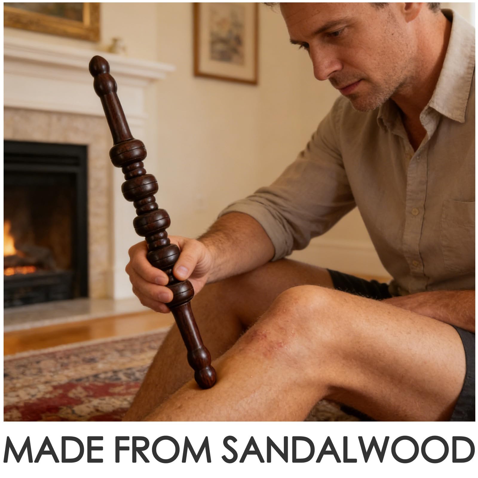 KICHOUSE Rodillo de masaje - Herramienta de masaje con palo de madera para la recuperación muscular de todo el cuerpo - Masajeador Gua Sha para yoga y terapia deportiva para espalda, piernas y brazos