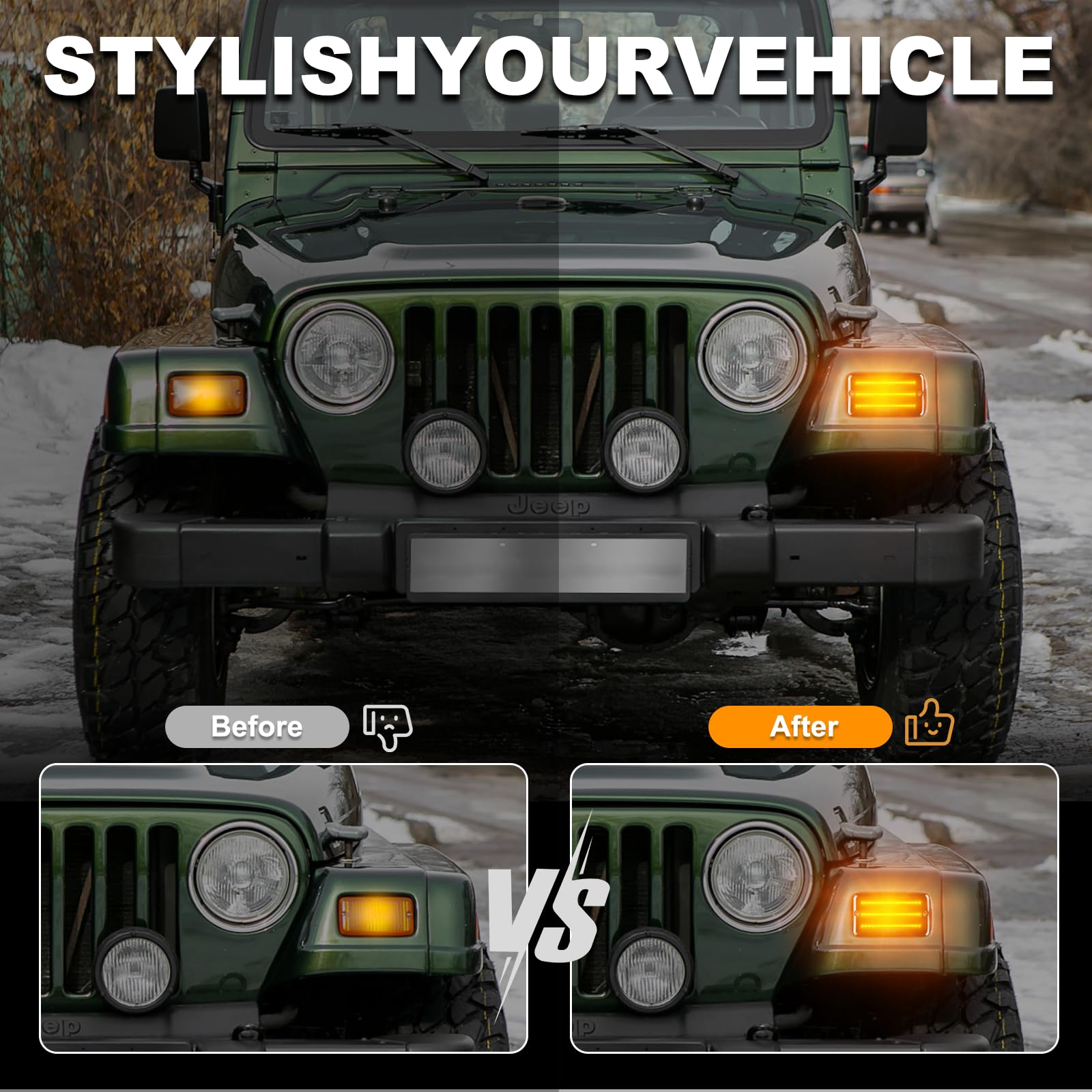 Intermitente Lateral LED, luces de lateral para Jeep Wrangler TJ 1997-2006, Luce Intermitente Lateral, Indicador Laterales con Canbus, 2 Piezas