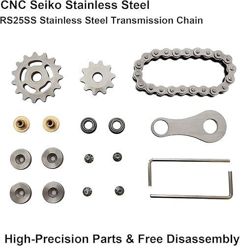 Miniatura 10 de ILYMB Cadena de bicicleta con engranaje para ansiedad cadena de piñón de metal juguete para ansiedad para aliviar el estrés y la ansiedad juguete