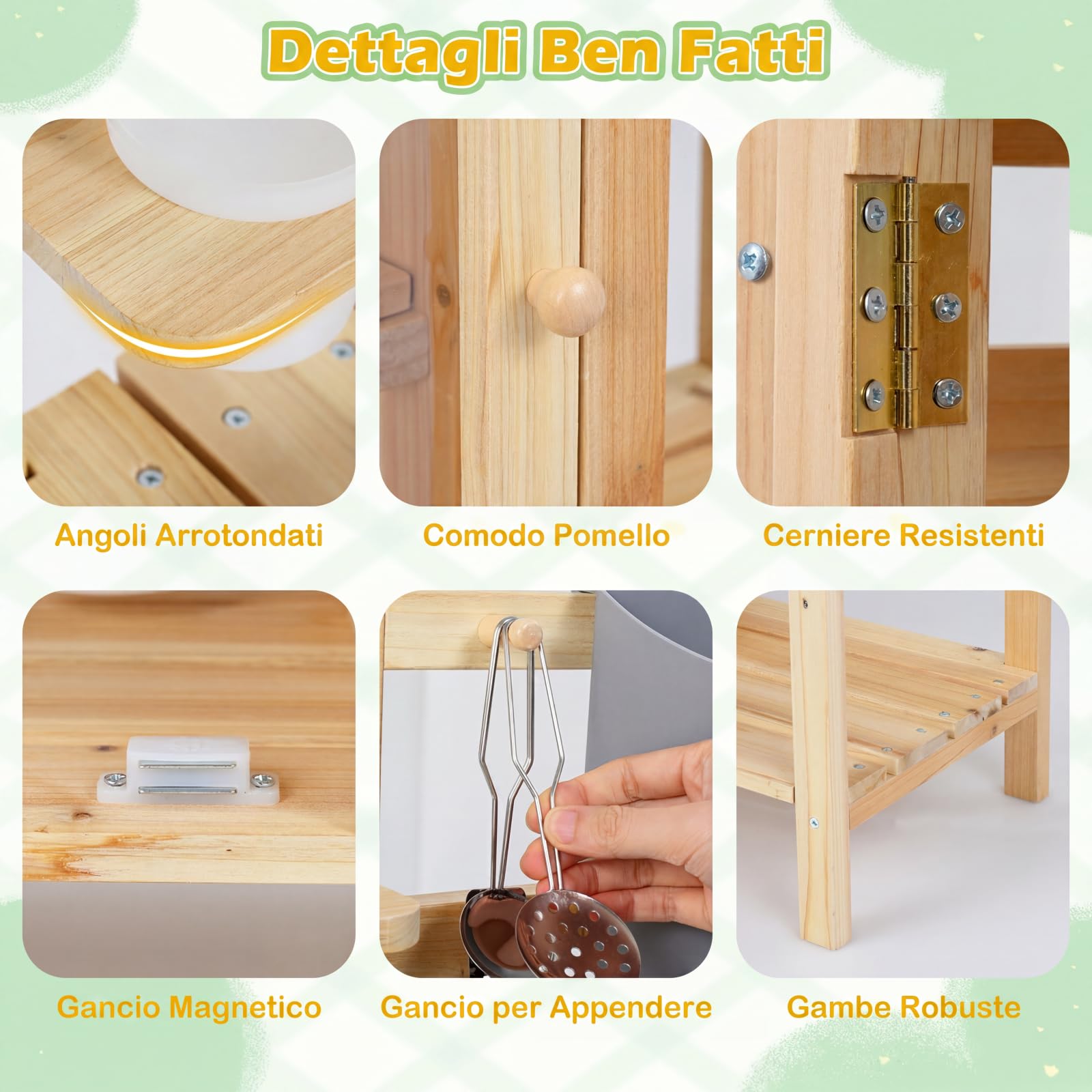 COSTWAY Cucina per Bambini in Legno, Cucina di Fango da Esterno con Serbatoio, Lavello, 12 Vasi di Fiori Rimovibili, Lavagna, Ripiano Inferiore e Accessori per Cucinare per Bambini 3+ Anni