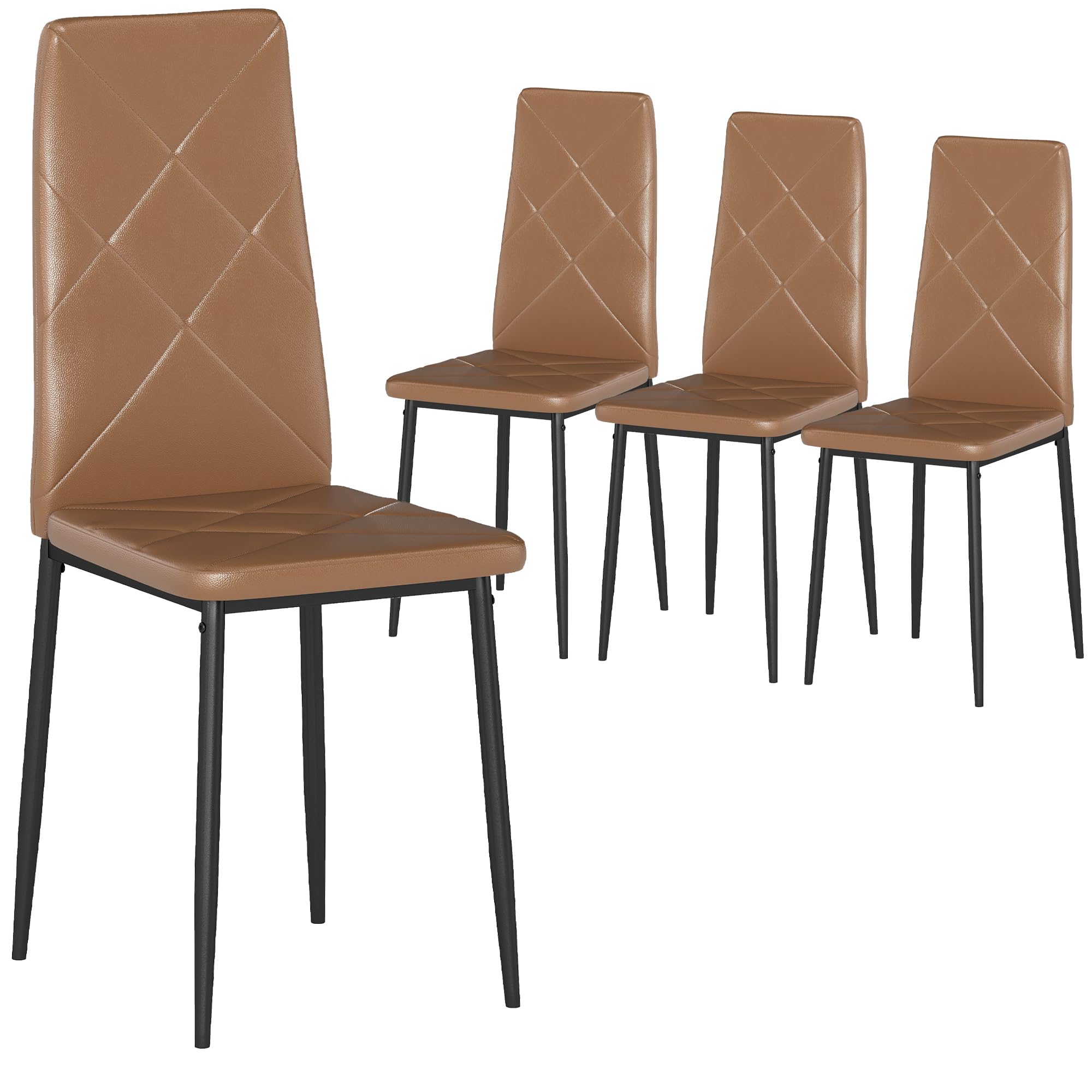 HOMCOM Pack de 4 Sillas de Comedor Respaldo Alto Asiento Acolchado Marrón en oferta en Amazon
