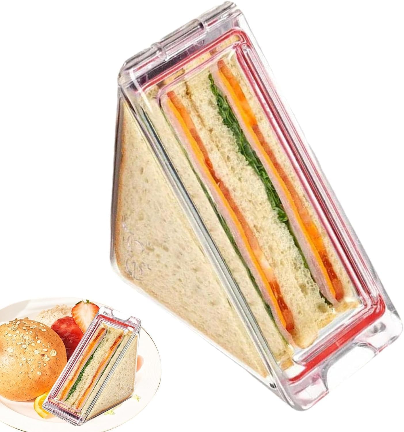 Ymhapp Transparent Sandwich Wedge Box,Reusable Sandwich Bags | Reusable Containers Triangle, Box for Lunch Boxes Lunch Food Carriers