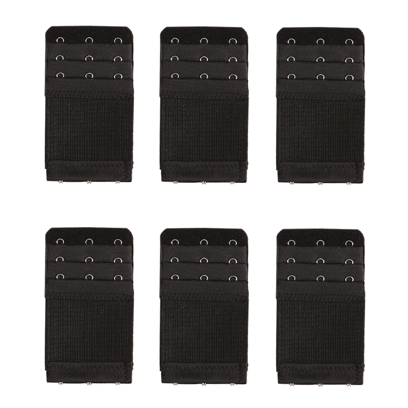 Yesmin Women's 3 Hook,Black,1.9Cm Spacing Pack Of 6 Bra Strap Extenders Extensions Elastic Extender Set 3 Hooks 1.9Cm Spacing (Black)