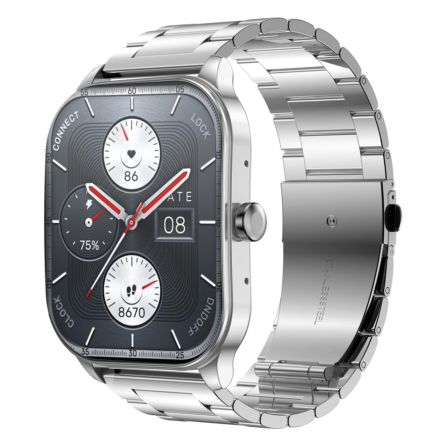 Pop 3S Smart Watch with 1.96" AMOLED Display, BT Calling, SpO2, 12-Day Battery Life, 304 Stainless Steel, AI Voice Assistance, 100 Sports Modes, 24H HR Monitor, Music Control (Metallic Sliver) (B0D2X9F5V4) Amazon Price History, Amazon Price Tracker