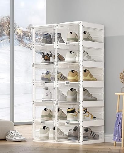 Miniatura 5 de ANTBOX Zapatero plegable, organizador de zapatos para armario, caja de almacenamiento de zapatos de plástico que ahorra espacio para la entrada,