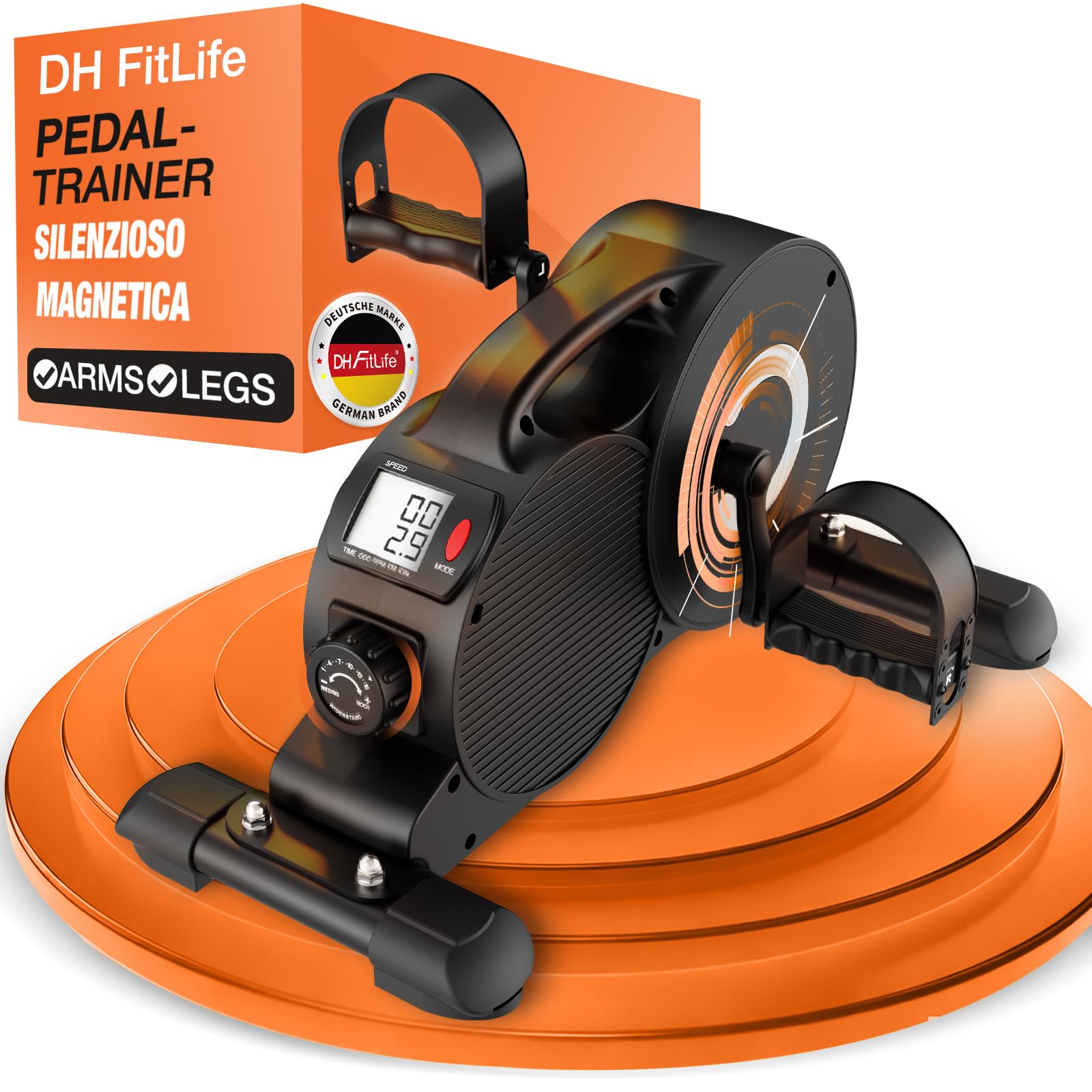 DH FitLife 2026 Pedaliera Magnetica 16 Livelli per Casa, Mini Cyclette da Scrivania con Display, Silenziosa e Antiscivolo, Allenamento Gambe a Basso Impatto, Anziani e Riabilitazione, Fino a 220 kg