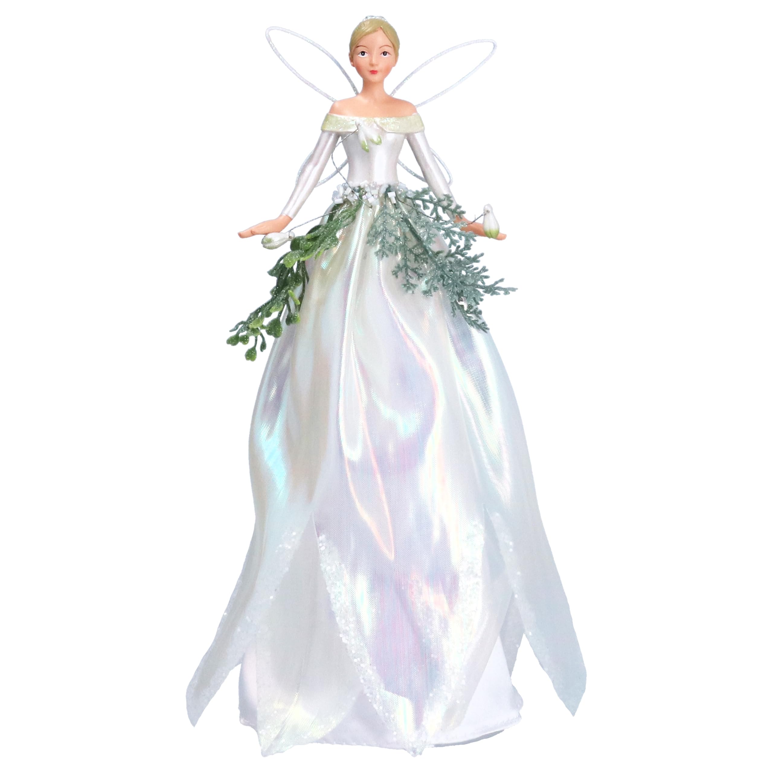 Gisela Graham White Resin & Fabric 28Cm Snowdrop Organza Fairy Tree Topper