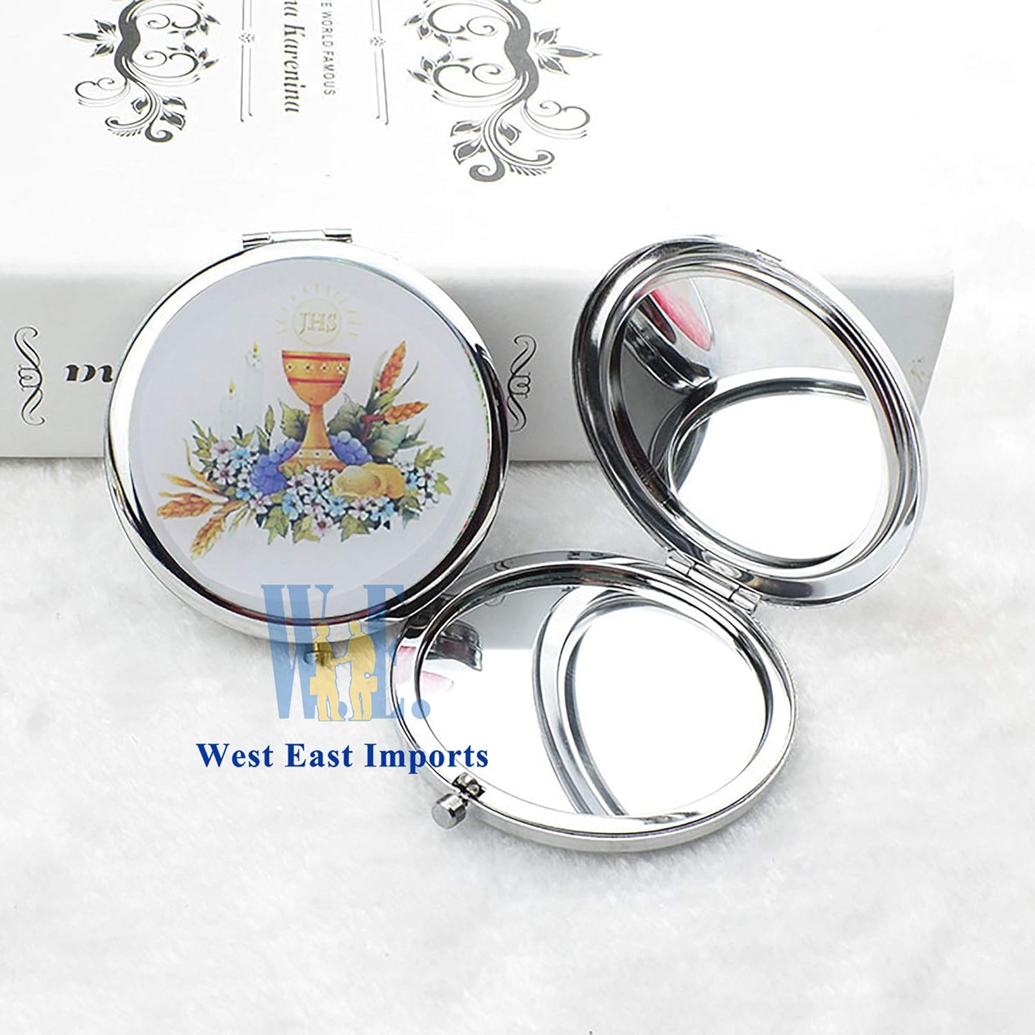 Personalized First Communion Compact Mirror Favor (12 pcs) with Organza Bags - Primera Comunion Recuerdos