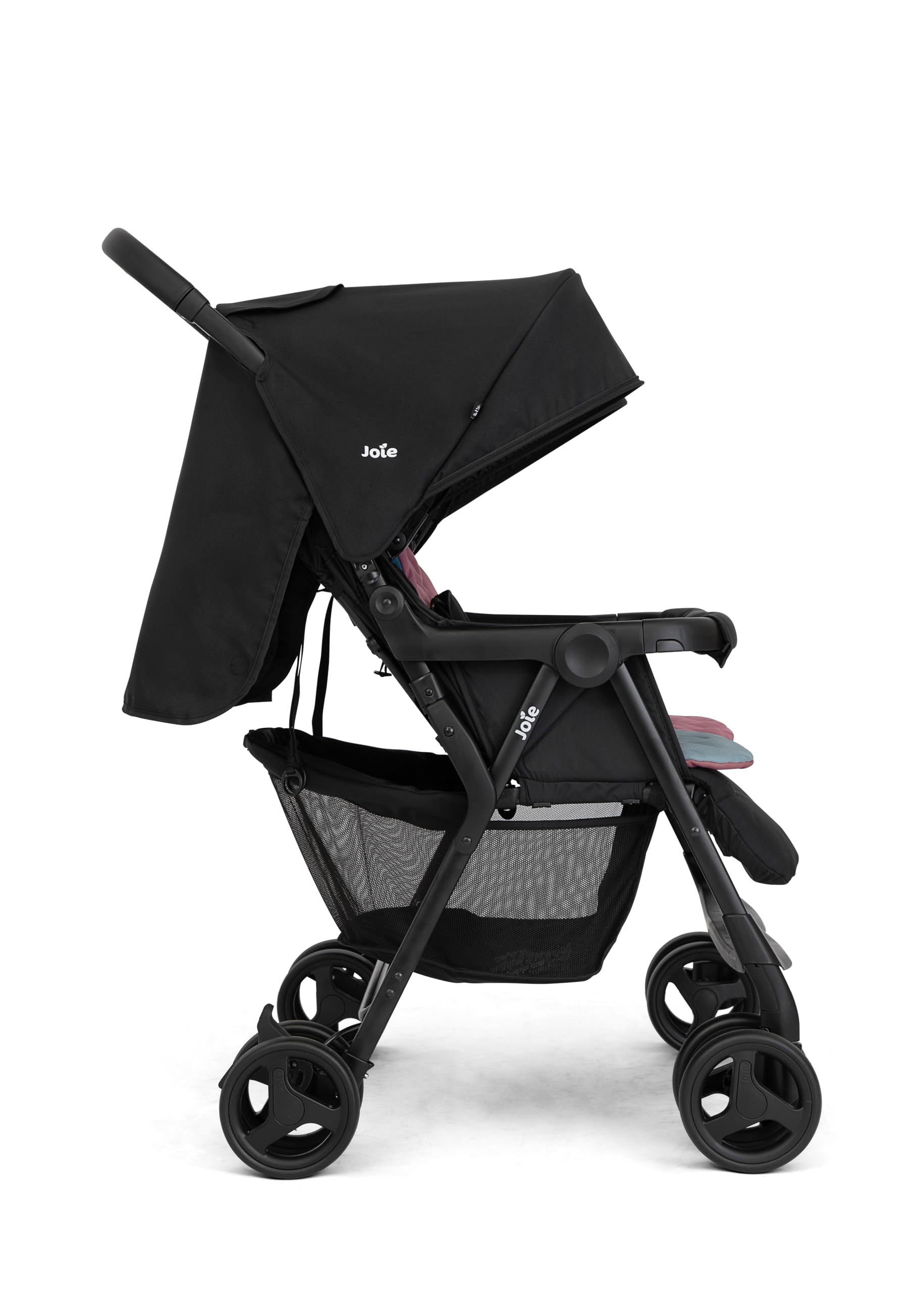 Joie aire™ twin Zwillingsbuggy – leichter Buggy mit kompaktem Faltmaß, flacher Liegefunktion, Regenschutz & zwei Sitzen, geeignet ab Geburt bis 3 Jahre (0–15 kg) (SHALE)