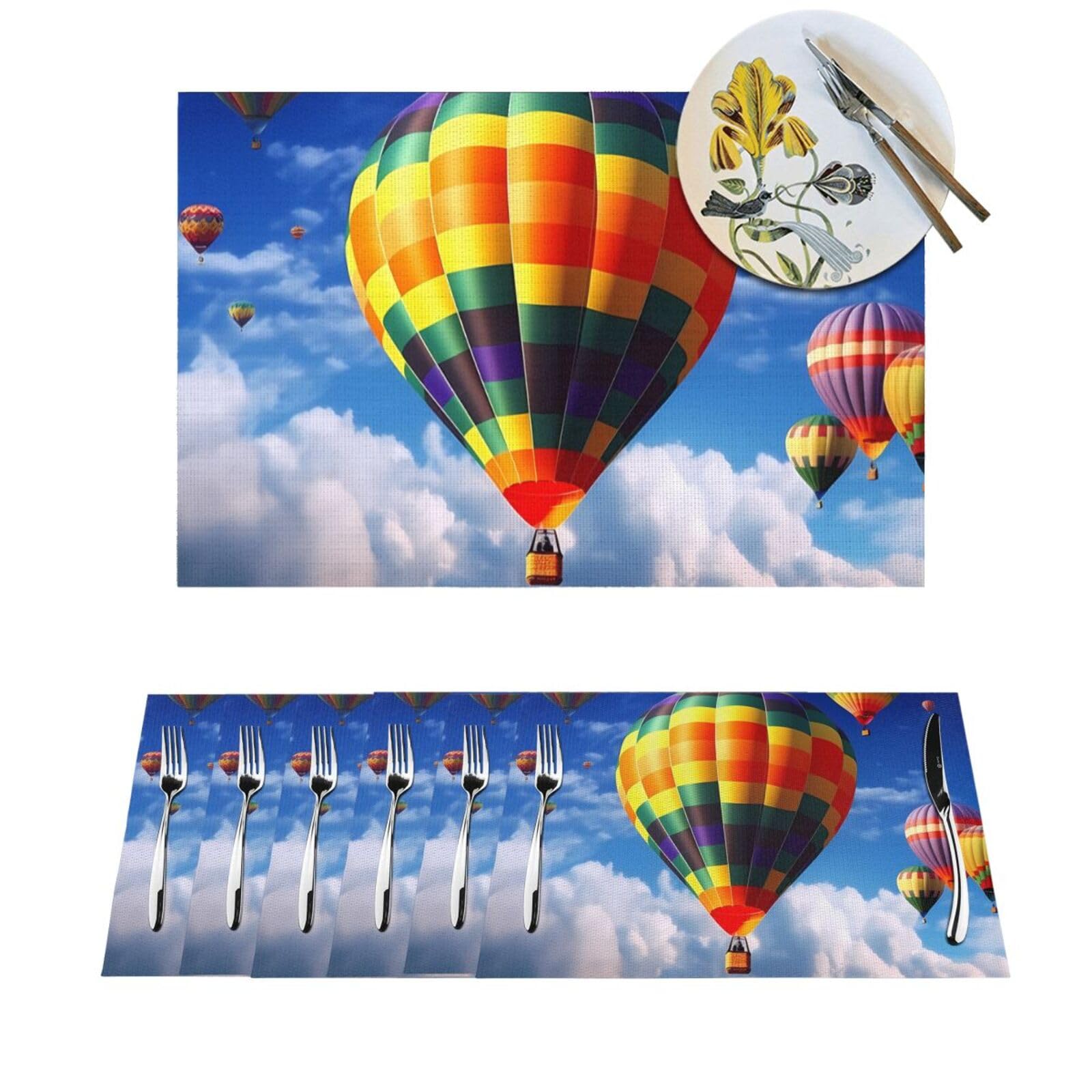 Sets de table montgolfière lavables et résistants à la chaleur pour repas