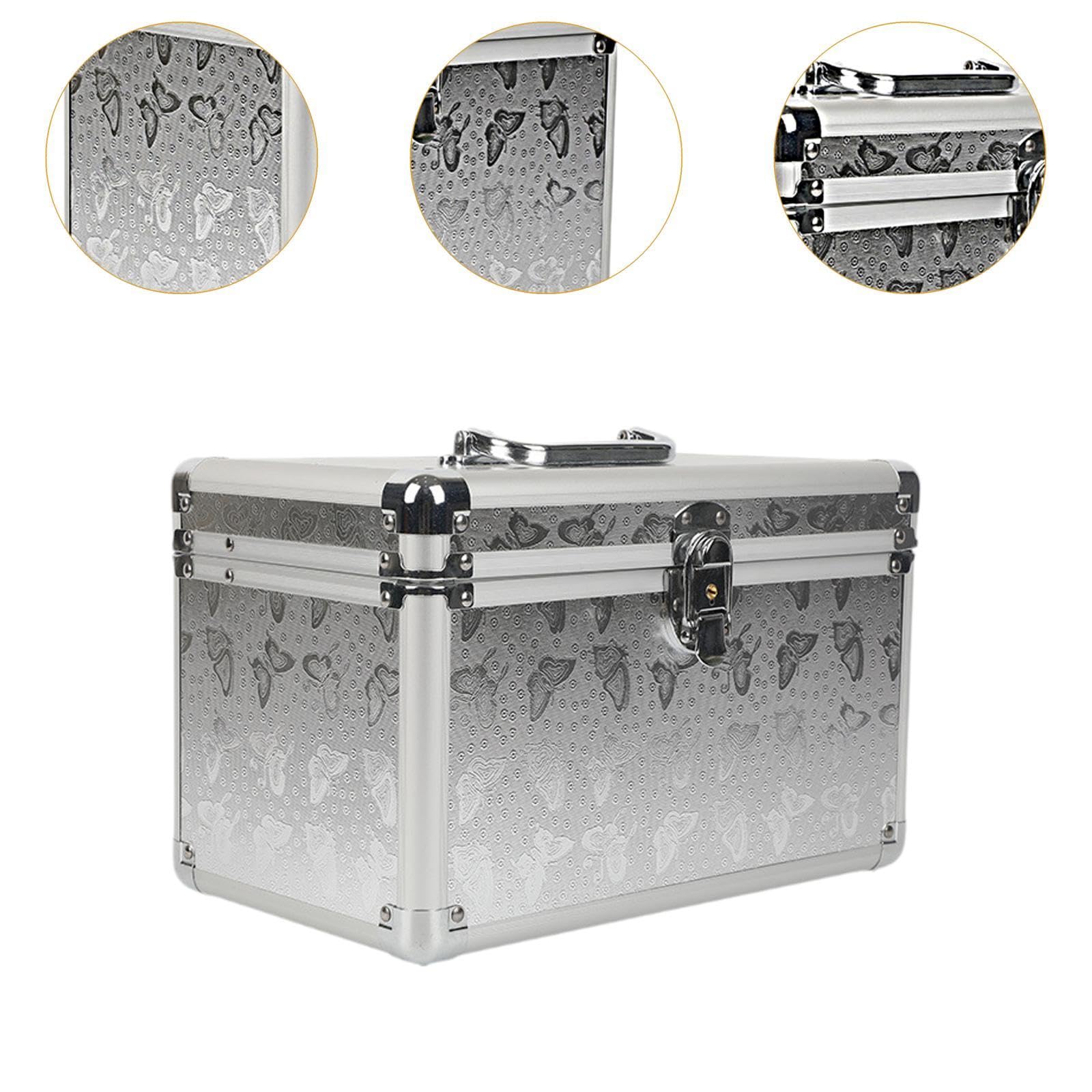 MagiDeal Make-up-Zugkoffer, Kosmetikkoffer, tragbare, abschließbare Kosmetikbox, Hardware-Organizer für den Salon zu Hause, professionelle Make-up-Artists