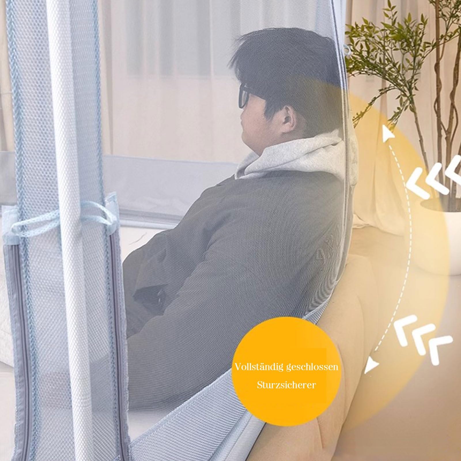 Moskitonetz Bett Höhenverstellbar mit Ständer Babybett Kinderzimmer Mückennetz mit Reißverschluss Spannbettlaken Behoben 360° Insektennetz Feinmaschiges Moskitonetz für Reisen Indoor & Outdoor