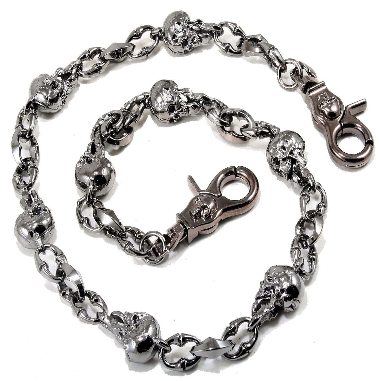 Double K NCS74MLT Schlüsselanhänger mit Totenkopf-Motiv, für Trucker, Biker, 55,9 cm / 68,6 cm, Silber/Schwarz