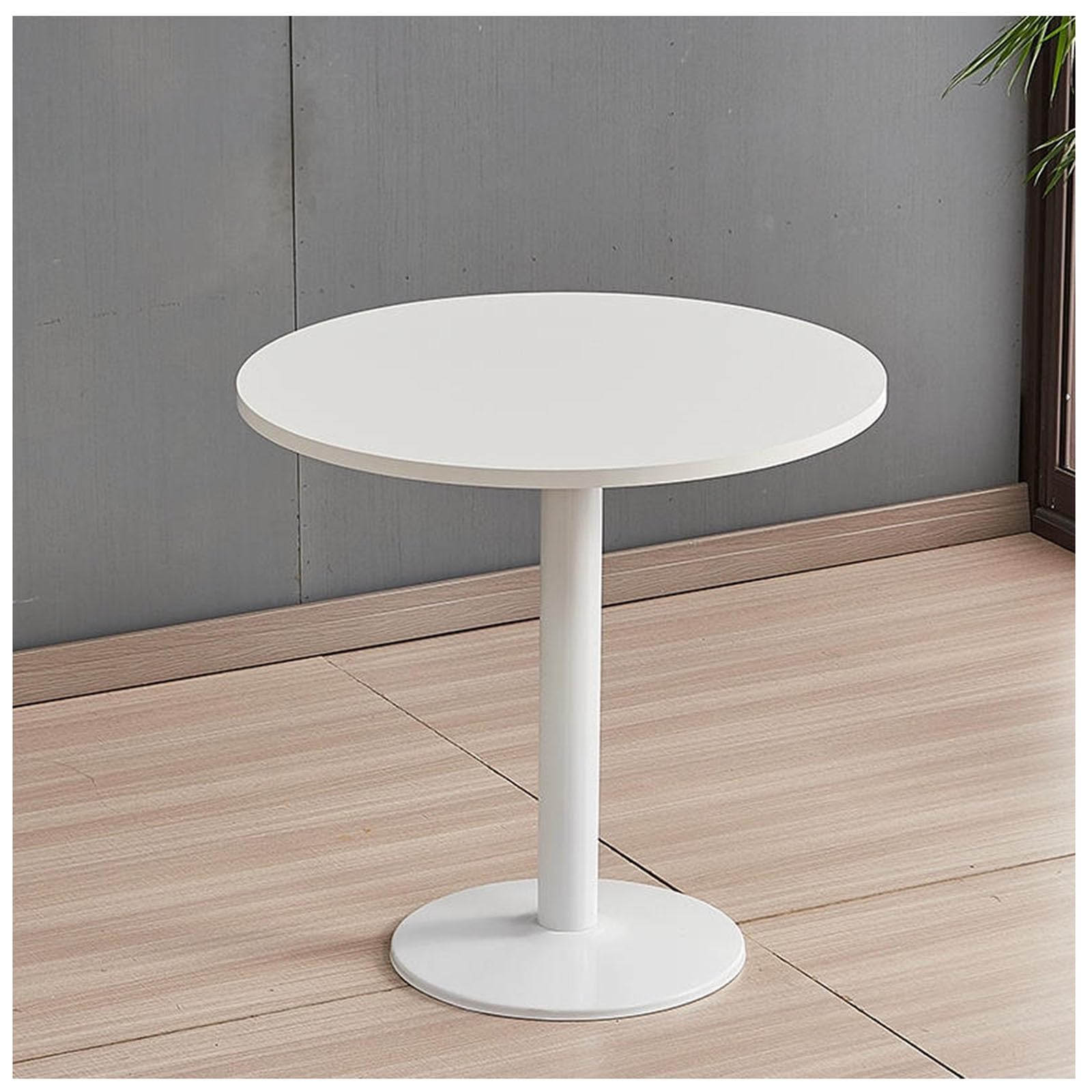 JHAISMAO Round Clear Table Protector For Dining Room Tables Modern Round Dining Room Table White Wooden Tabletop And Metal Base For Home Apartment Kitchen Living Room(Size:80cm,Color:White)