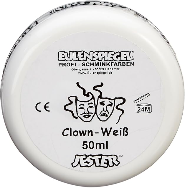 Eulenspiegel Profesjonalne Farby Do Makijażu Makeup Clown, Biały, 50 ml