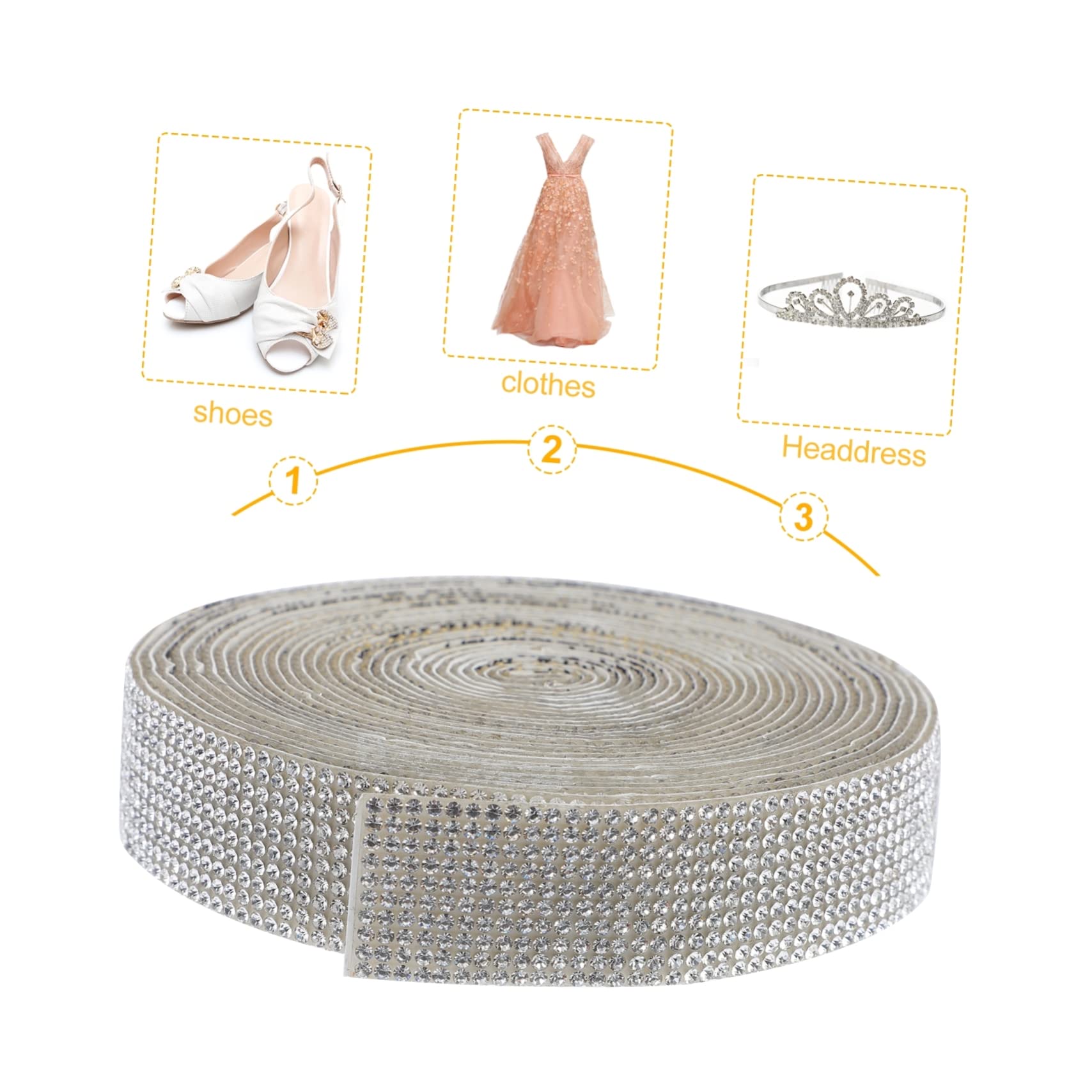 Lurrose 2stücke Selbstklebendes Strassband Yards Dekoratives Kristallbänder Für Diy-handwerk Glitter-ribbon Für Hochzeiten Partys Reihig Breit Für Dekorationen Und Accessoires