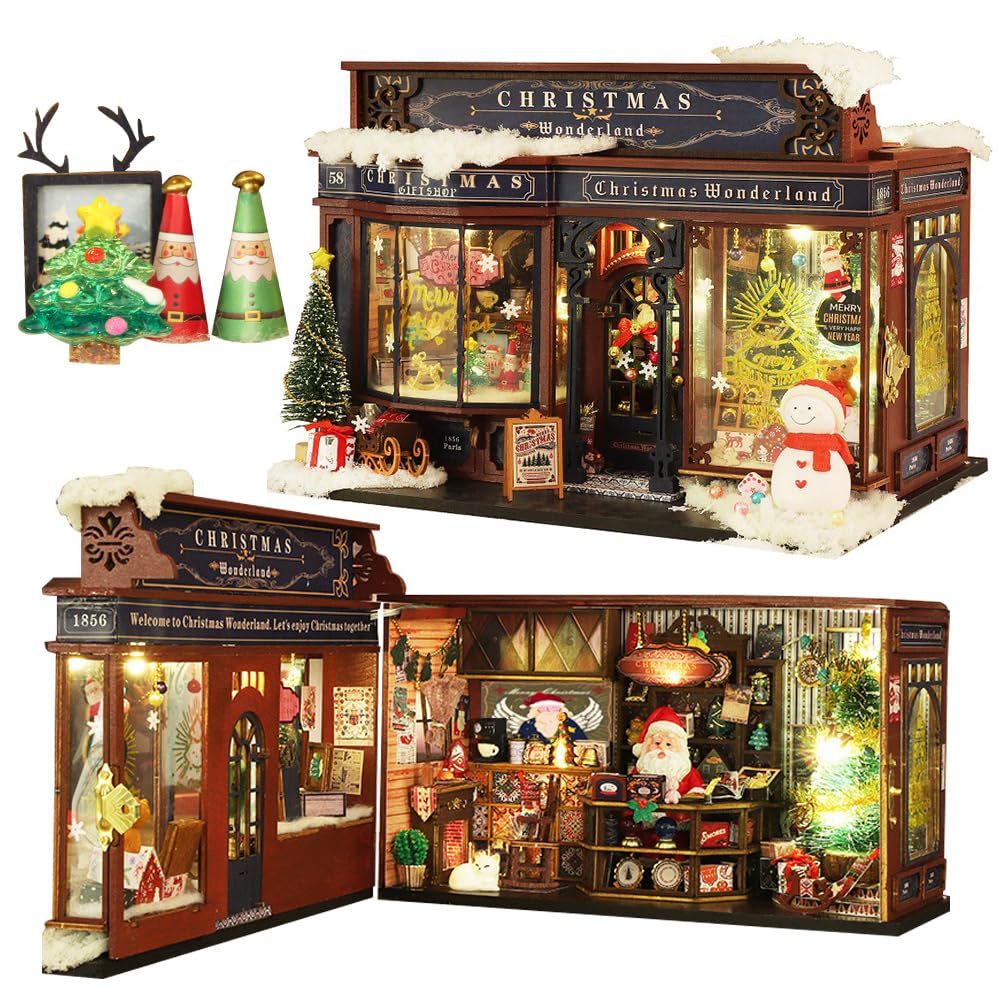 Tiny House Kit de mouvement musical, maison de poupée en bois 3D, kits miniatures pour adultes, bricolage en bois, maison de poupée, modèle, kit de magasinage vintage, anniversaire