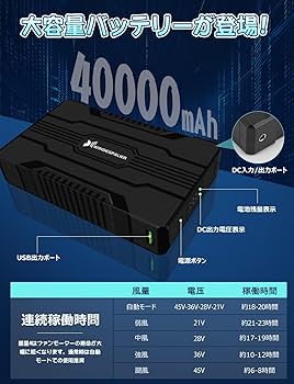 Amazon.co.jp: 【2025新登場 45V超高出力& 40000mAh大容量】空調