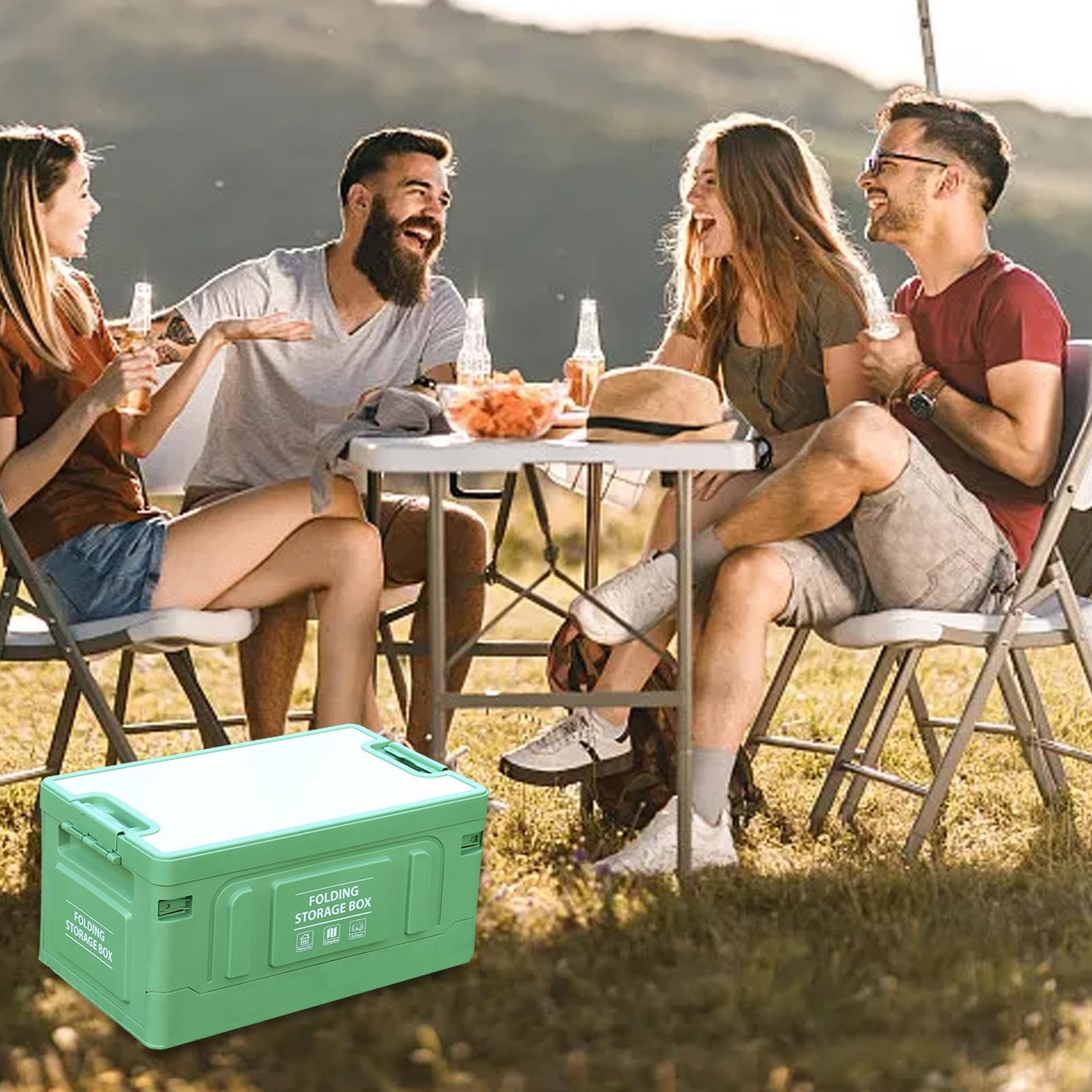 Organizador de maletero plegable para maletero, 60 l, caja organizadora para el maletero del coche, con tapa a prueba de polvo para verduras, herramientas de camping, salvado | para el maletero del coche, con tapa a prueba de polvo para verduras, herramie