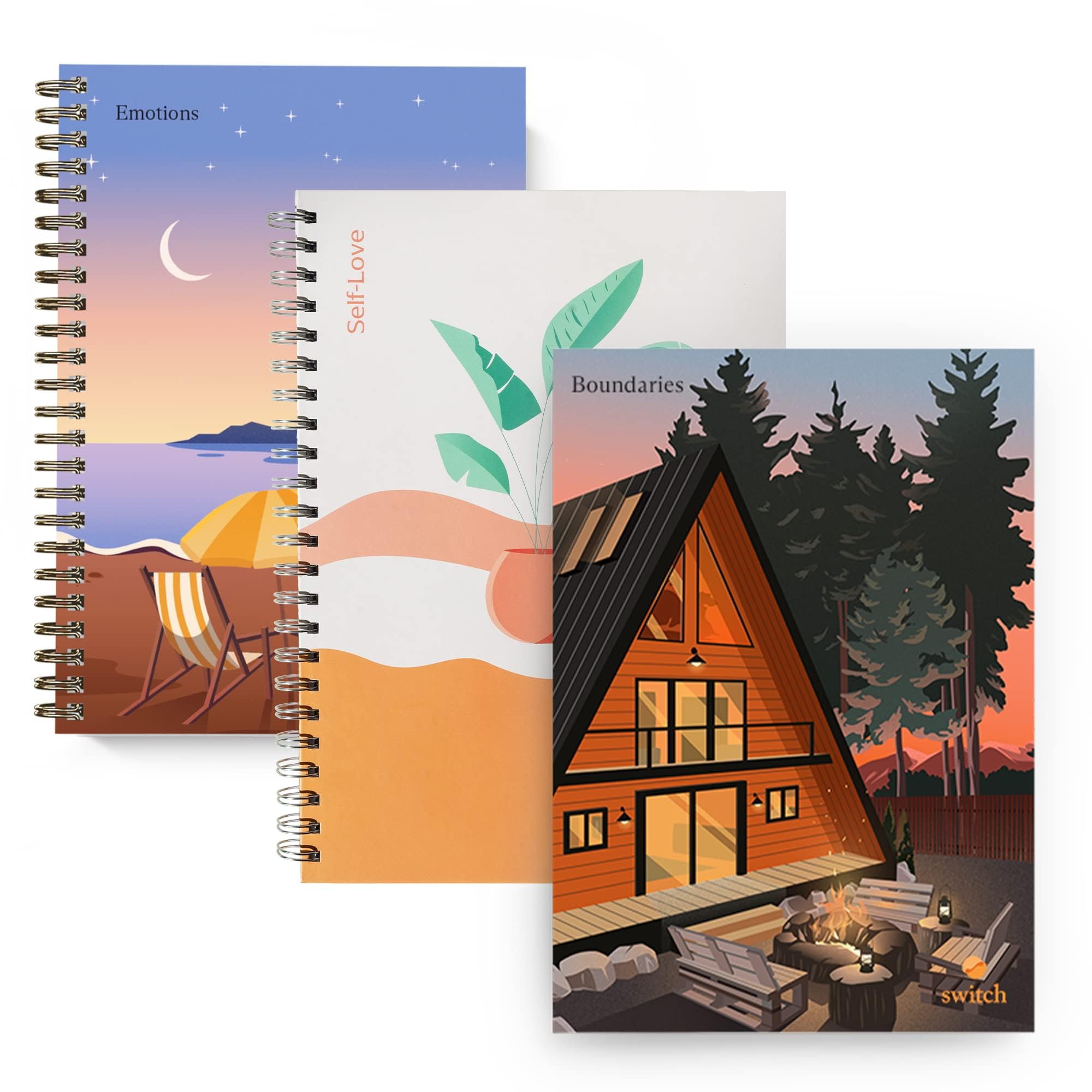 Switch Research Self-Love, Emotions & Boundaries - Psychologist-Backed Manifestation & Affirmation Journals - Beautiful Self Care Journals for Women