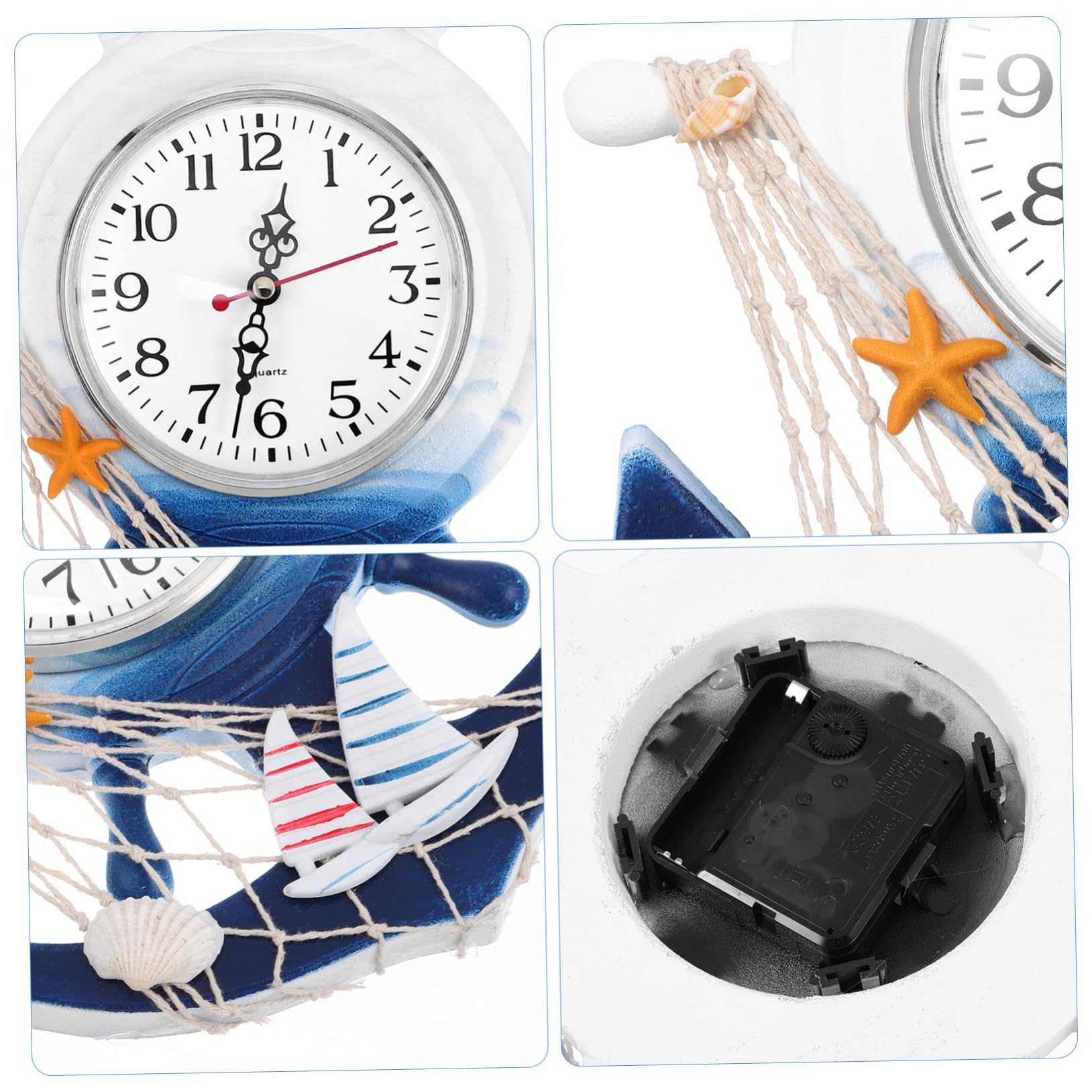 Orologio Da Parete Nautico 30 Cm - Silenzioso, In Legno Con Design Timone - Foto 2