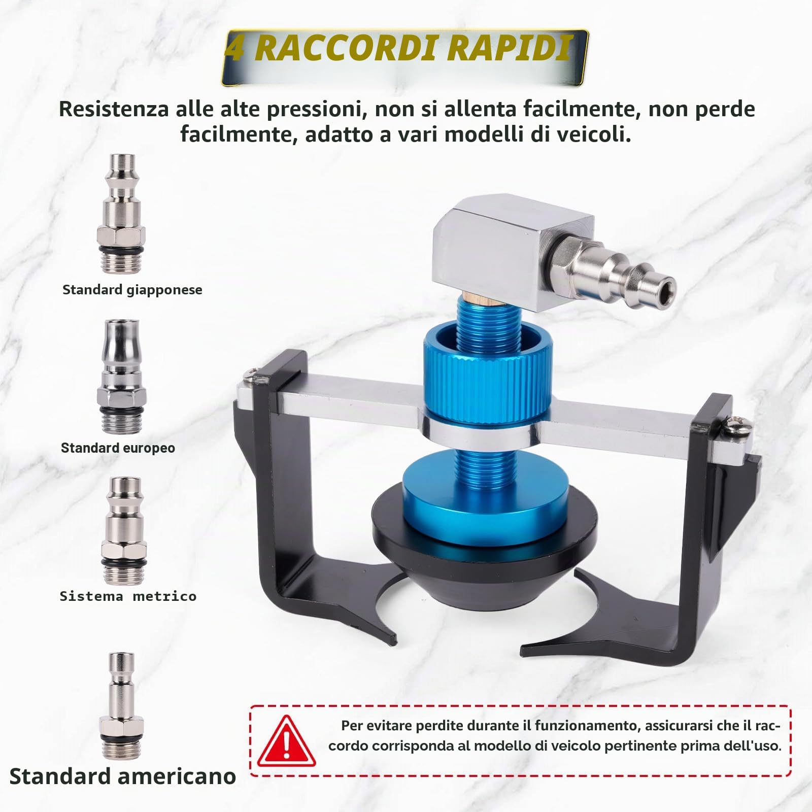 Adattatore Universale per Serbatoio Liquido Freni 22-58 mm, 4 innesti rapidi EU/US/Metrico/Giappone per Buick, Cadillac, Chevrolet, Mazda, Honda, Toyota ECC., Anello di Tenuta Anti-Perdita, ruotabile