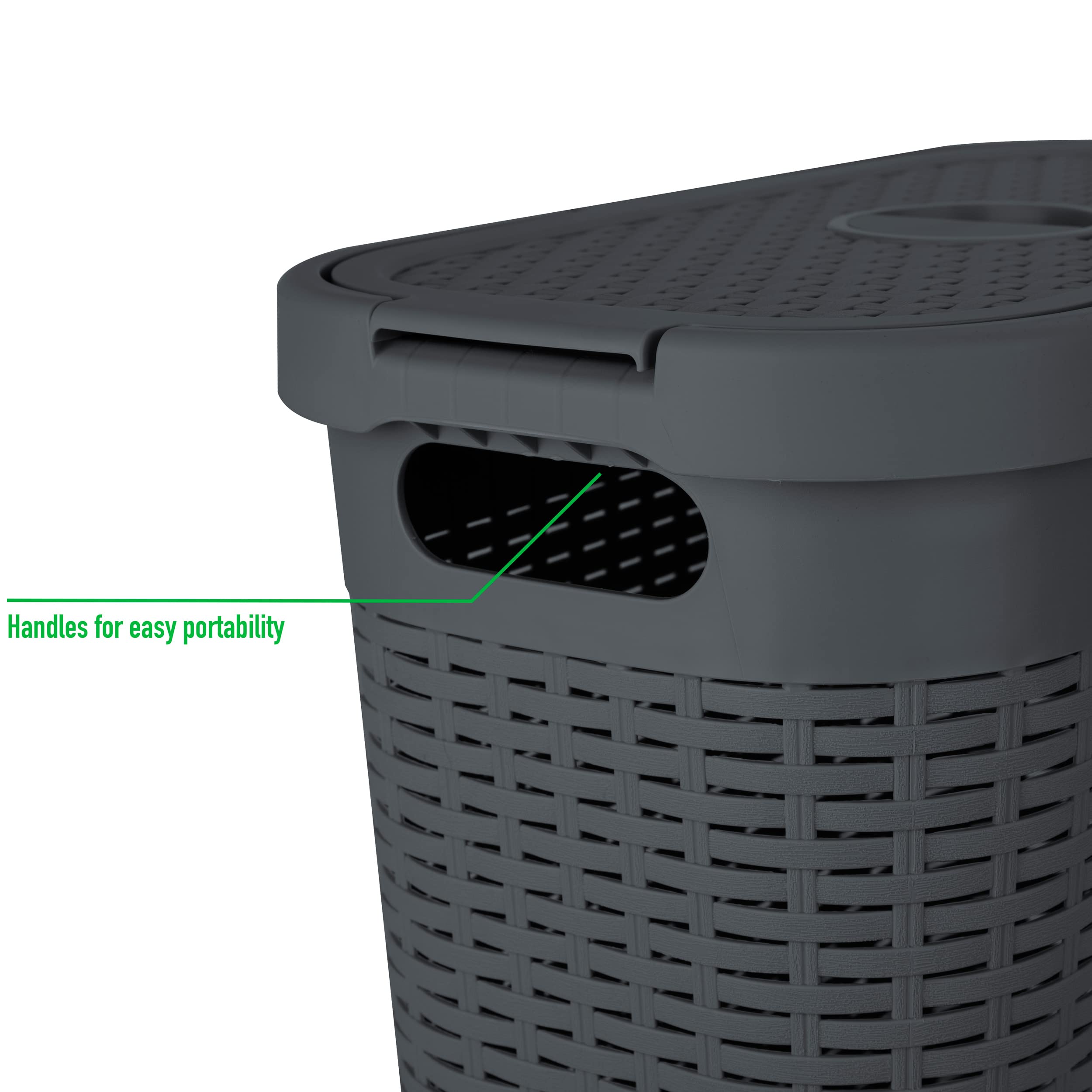Mind Reader 40 Liter Slim Laundry Basket, Laundry Hamper with Cutout Handles, Washing Bin, Dirty Clothes Storage, Bathroom, Bedroom, Closet, Gray