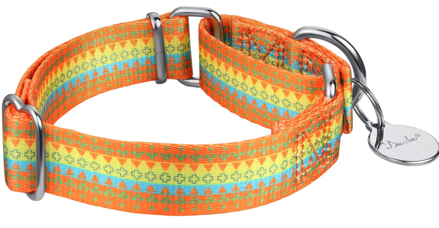 Martingale Collars for Dogs – Soft Adjustable Dog Collar, Durable D-ring Heavy Duty, Choke Collar for Large Medium Small Dogs (Medium, 2.5cm Wide, Orange Yellow) — view 2