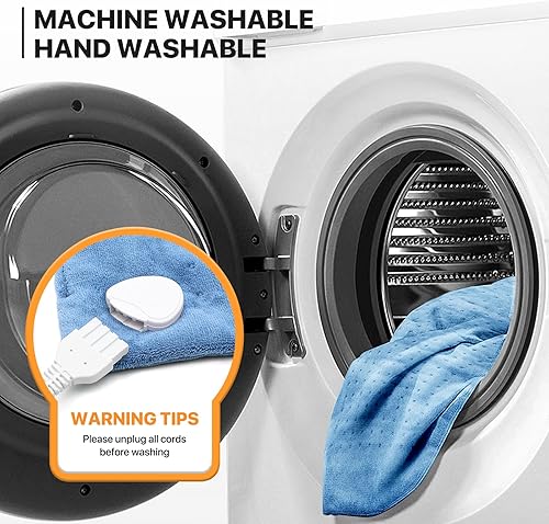 Miniatura 8 de mollie Almohadilla térmica eléctrica de 20 x 24 pulgadas, 3 ajustes de calor y 306090 minutos, lavable a máquina, almohadilla térmica de apagado