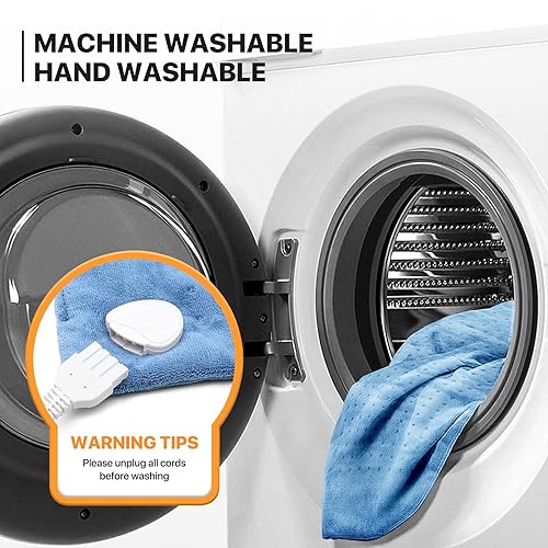 Miniatura 8 de mollie Almohadilla térmica eléctrica de 20 x 24 pulgadas, 3 ajustes de calor y 30/60/90 minutos, lavable a máquina, almohadilla térmica de apagado