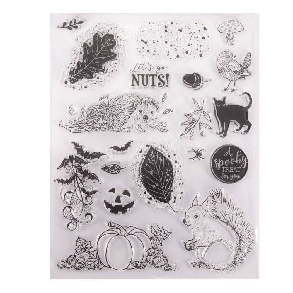 Squirrel Pumpkins Bat Rubber Stamps for Card Making Scrapbooking Holiday Album DIY Halloween Clear Stamps
