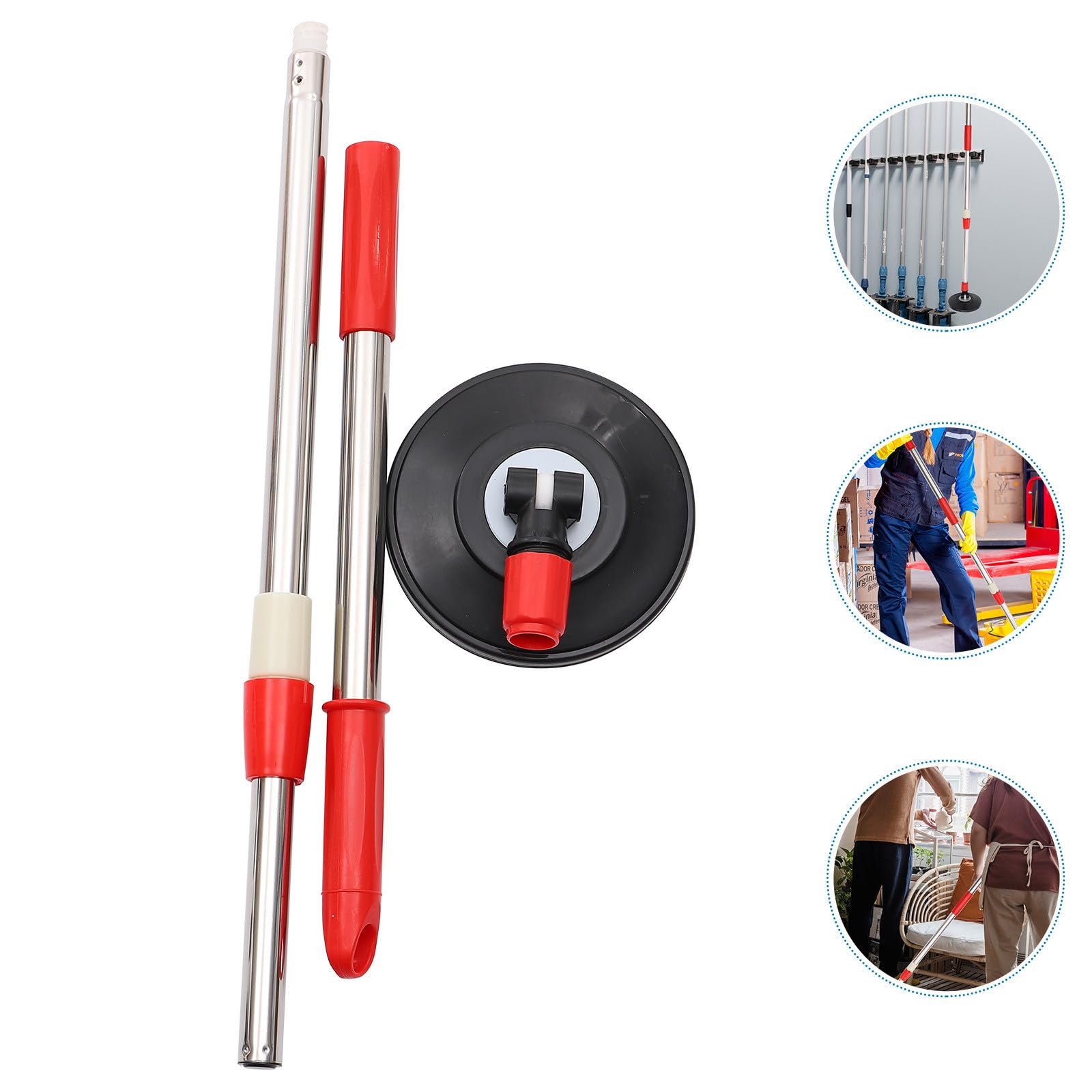 Beavorty Rotomop Ricambio Manico per Mop Rotante in Acciaio Inox e Plastica, Bastone Leggero Testa Girevole