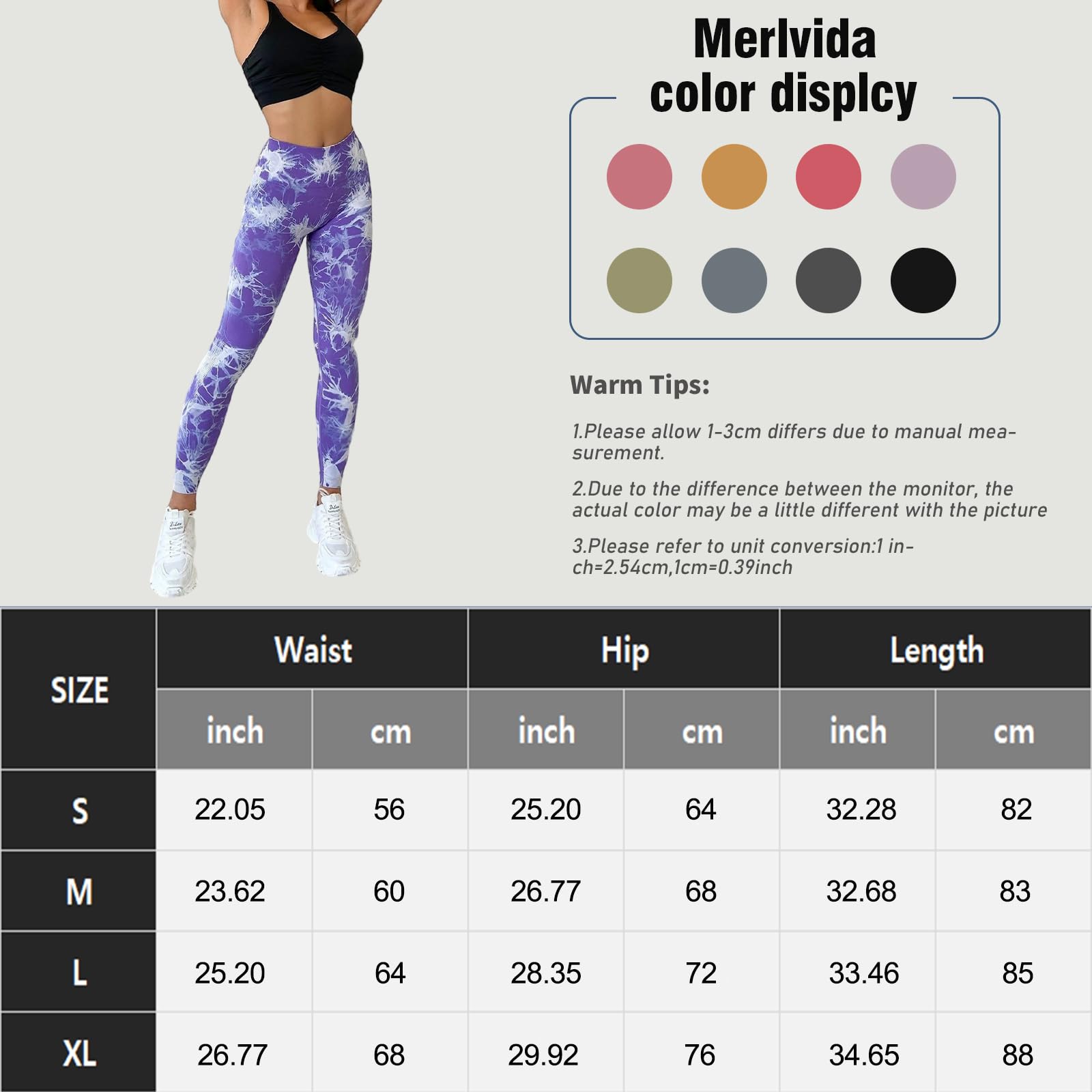Merlvida Leggins Sportivi Donna Vita Alta Leggings Push Up Pantaloni Palestra Controllo della Pancia Anticellulite Pantacollant Opaco Elastici Tuta Collant Abbigliamento Sportivo Donna Yoga Fitness