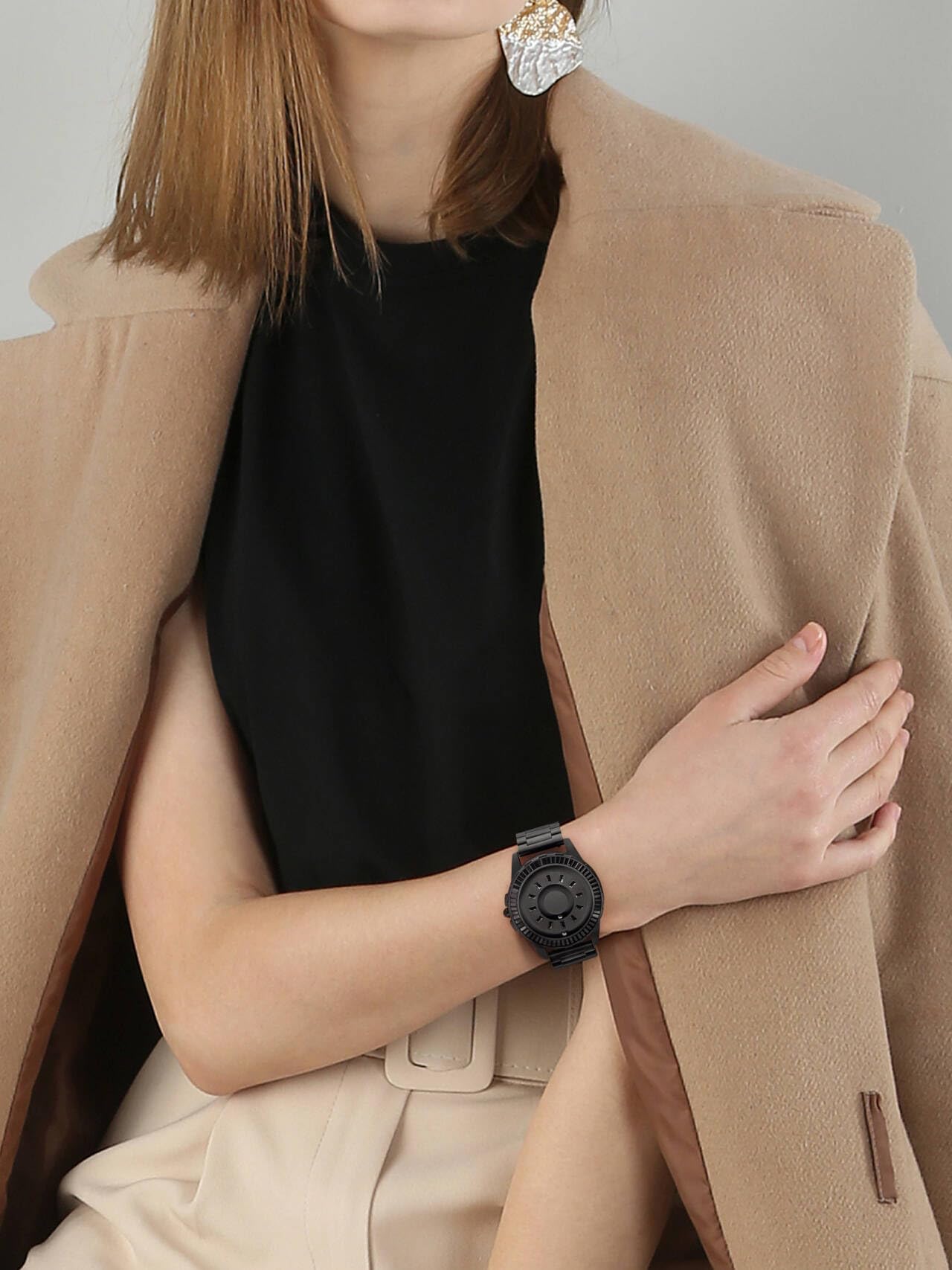 EUTOUR Ologio di Diamanti Magnetico Lusso Fashion Nessun Vetro Cuscinetto a Sfera Quarzo Orologi da Polso da Uomo Donna con Cinturino in Acciaio Inossidabile 42mm
