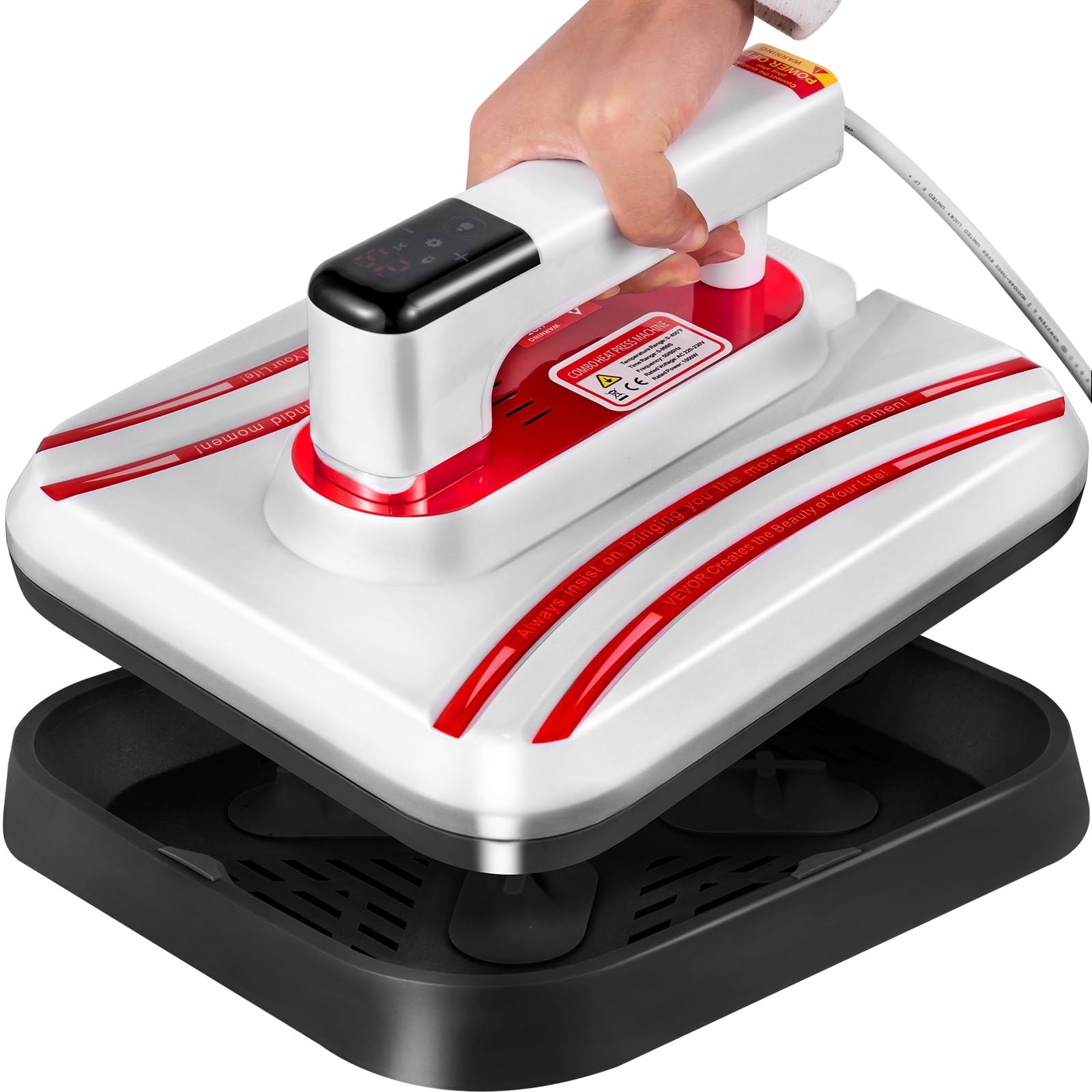 Automatic T-Shirt Presser with Vibration Function - 12x10 Portable Heat Press Machine with Touch Screen Display and Heat Resistant Gloves - Perfect for T-Shirts, Hat, Pillow, Canvas Bag, Mouse Pad