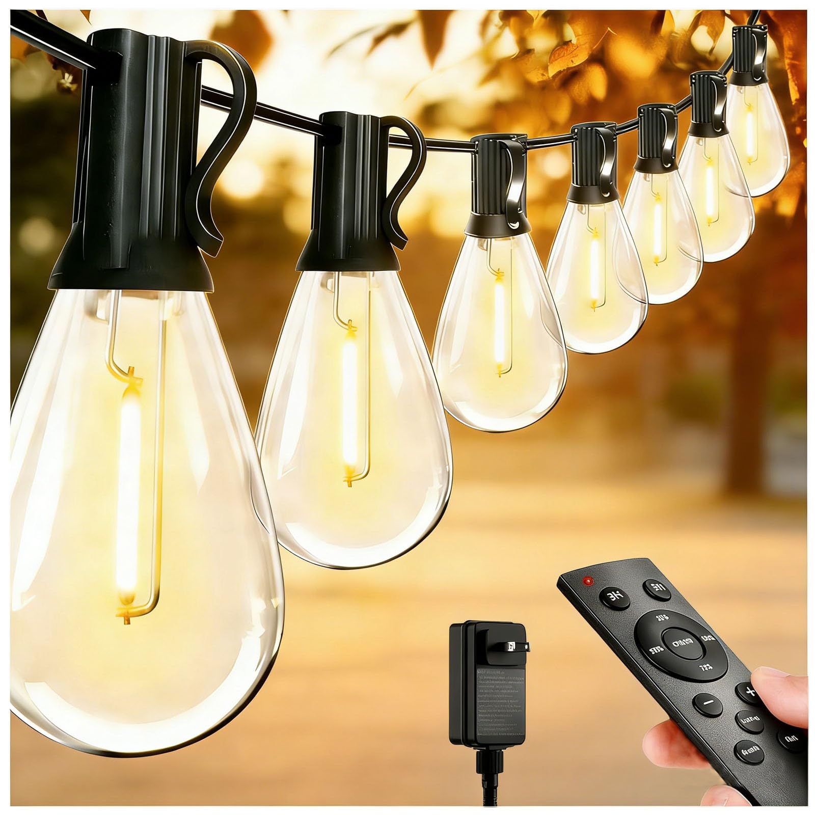 Photo 1 of [MINOR DAMAGE] REEMEER 200FT LED Outdoor String Lights with Remote, Dimmable Timing 3 Light Modes Outside Patio Lights for Backyard Porch Deck Garden Balcony Pool Party Hanging Lighting Decor
