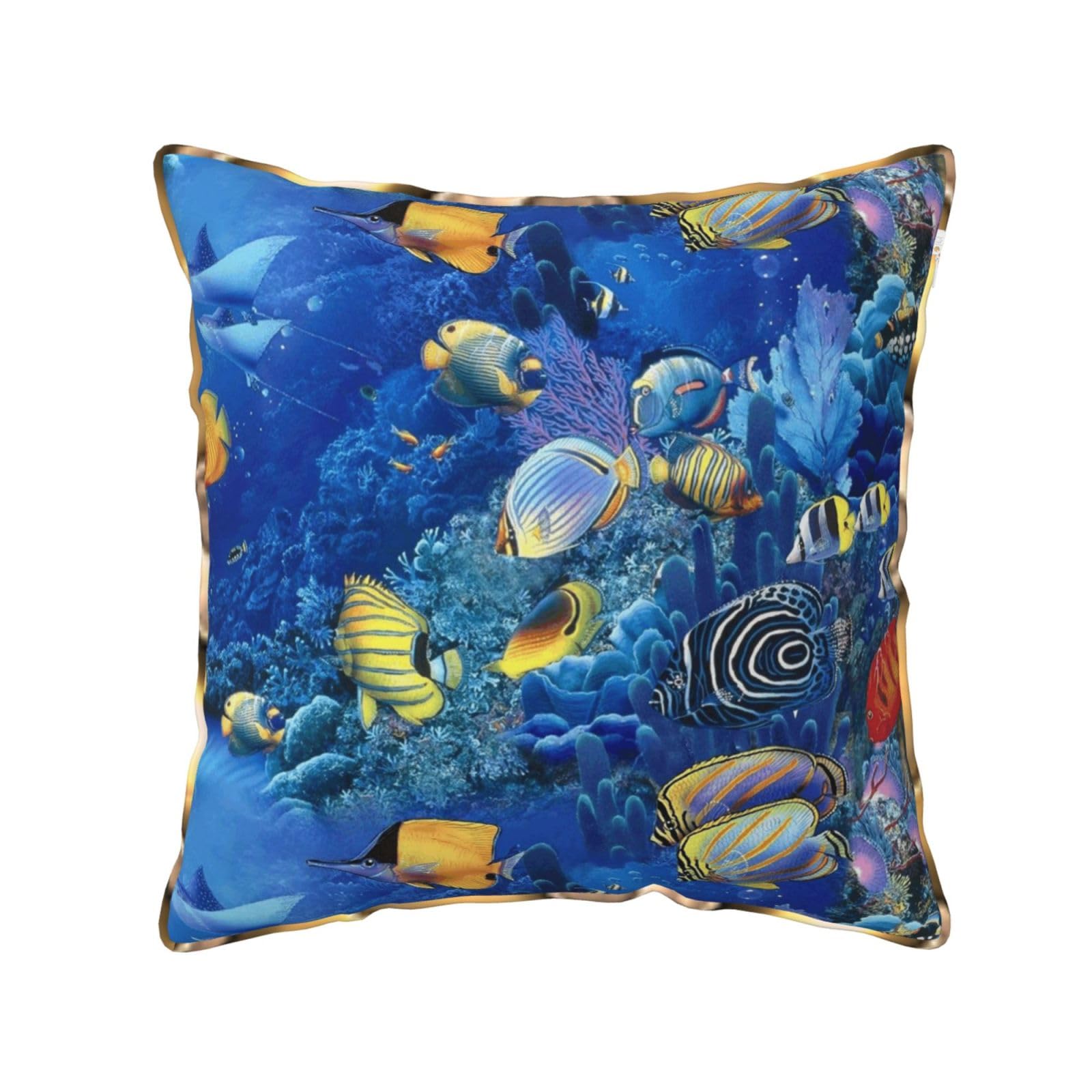 FZGGWYHL Tropical Fishes printed Velvet Throw Pillow Cover Pillowcase