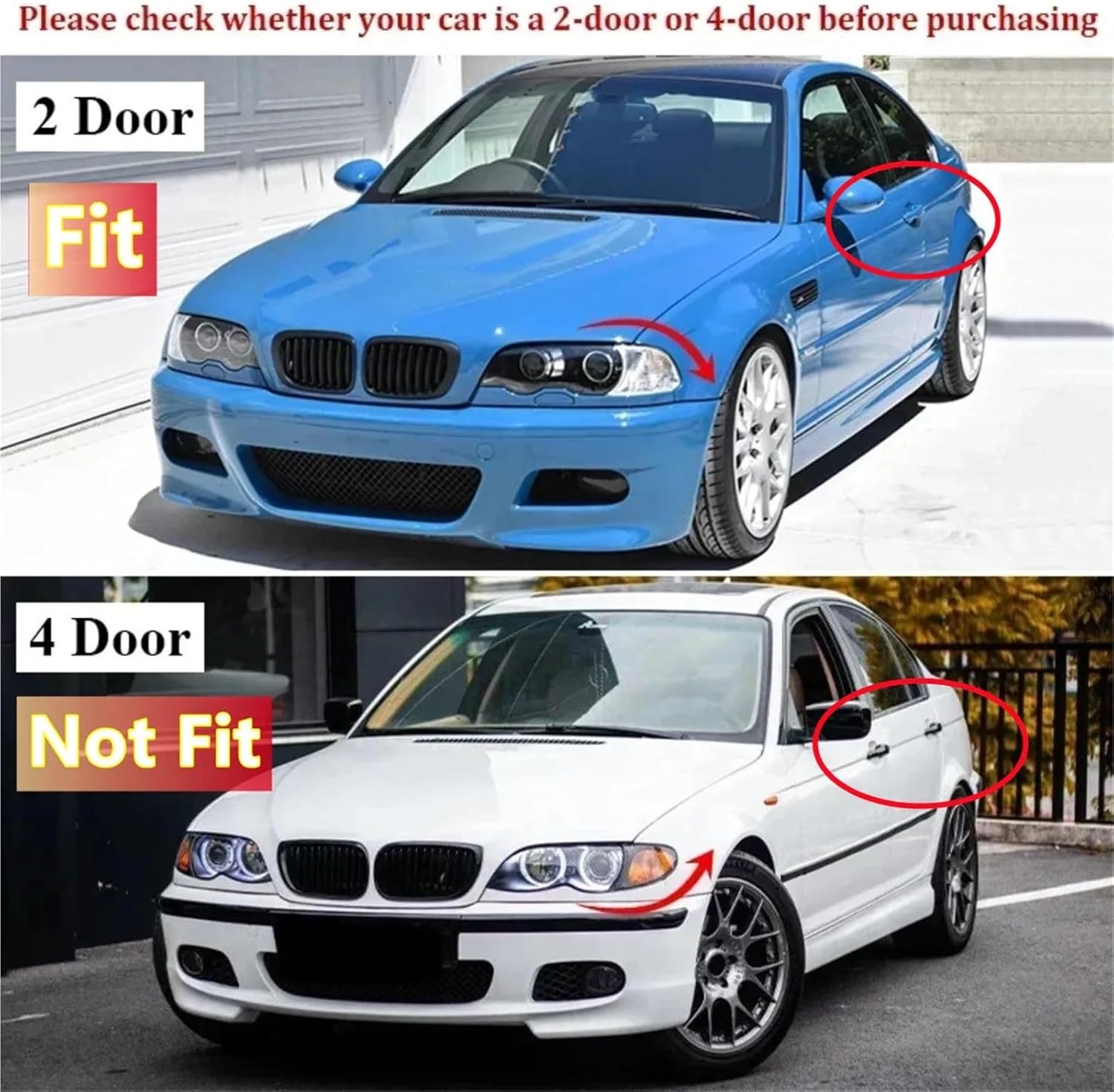 2-Door Front Kidney Grill Grille Compatible with 3 Series E46 Coupe 2Door 1998 1999 2000 2001 Glossy Black Racing Hood Kidney Grills