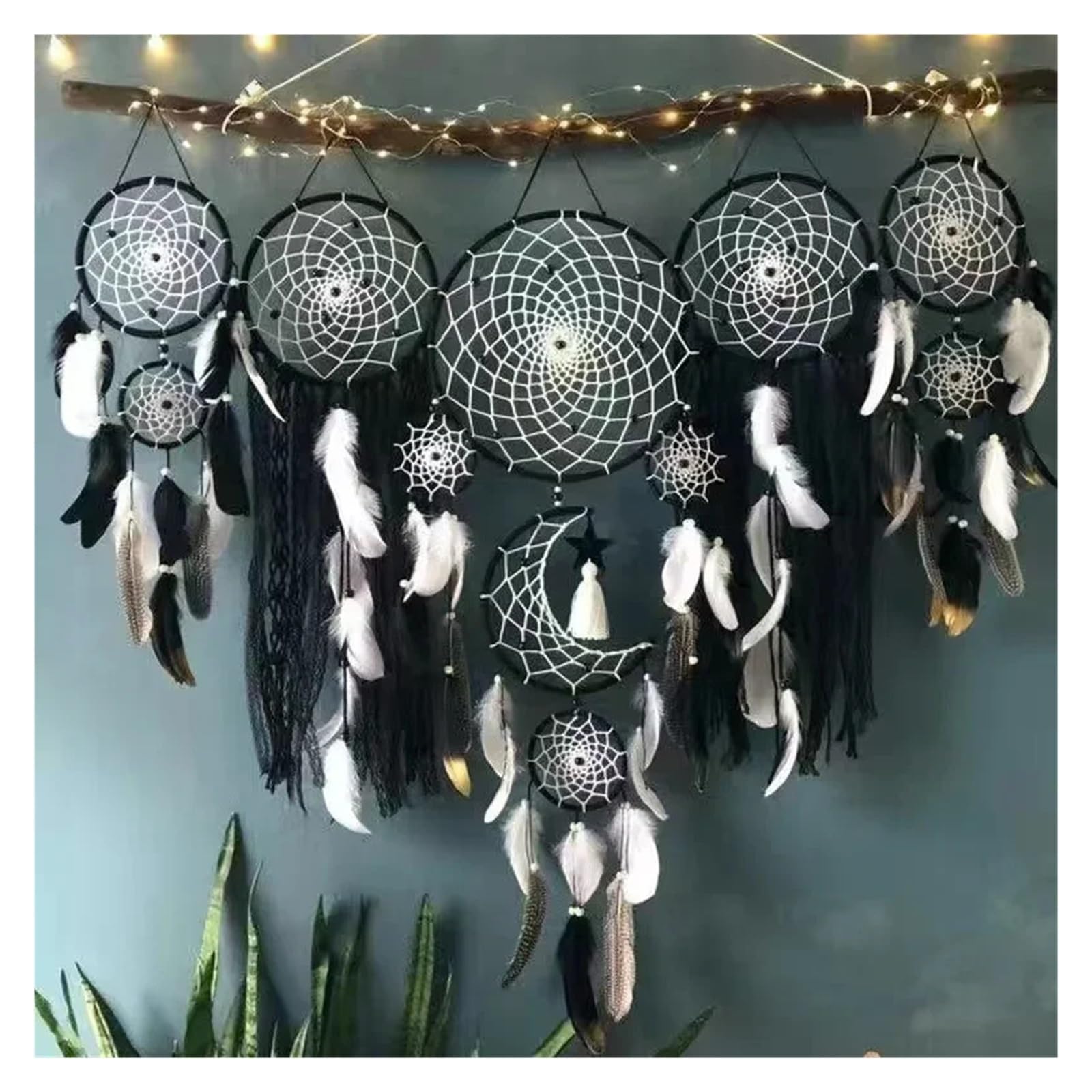 Dream Catcher Dream Catcher Wind Chime Handmade Feather Pendant Indoor Tassel Wall Hanging Wedding Decoration Room Decor(ME)