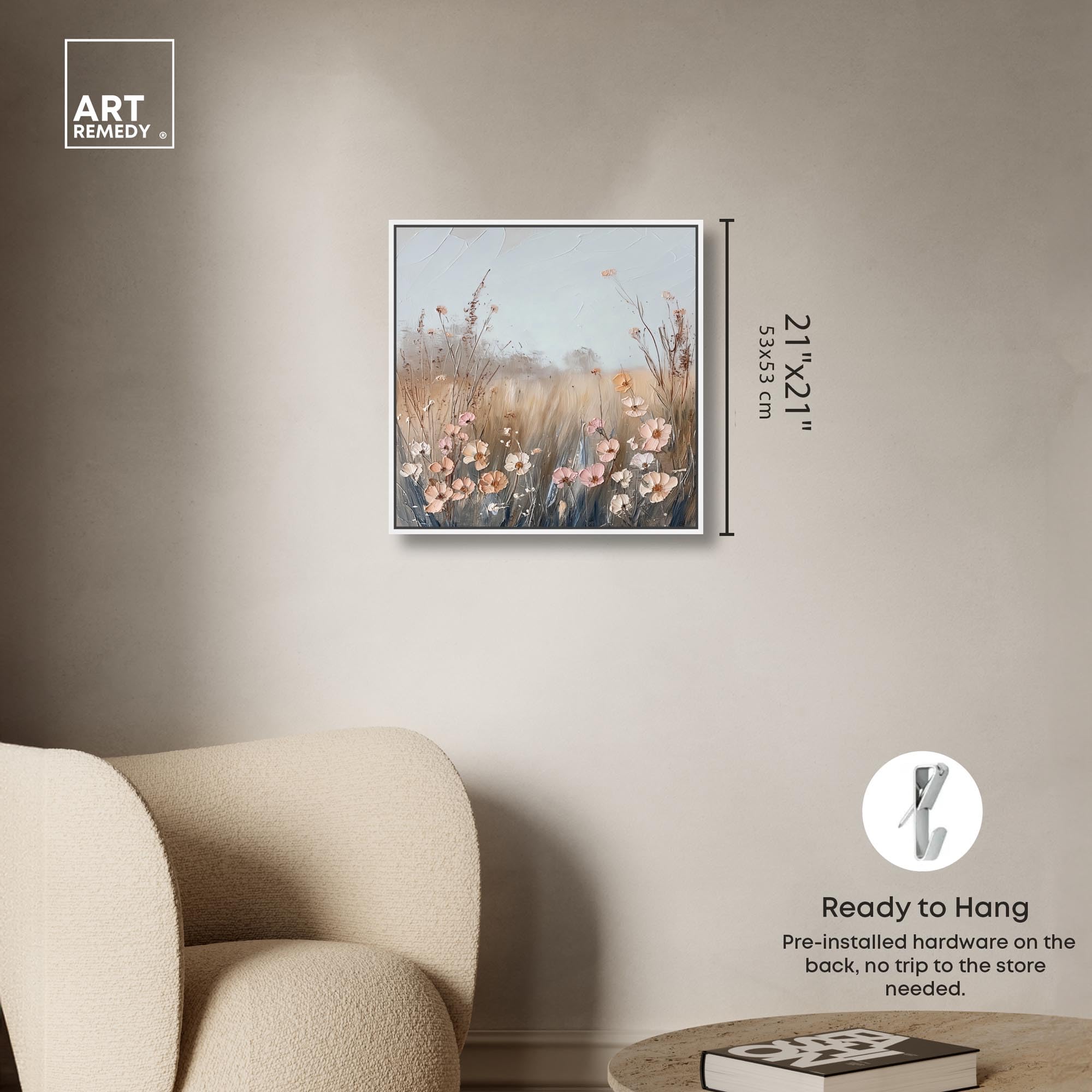 Art Remedy Muskatnuss Flower Fusion Leinwandbild, Bauernhaus-Blumenkunst, weißer Rahmen, 50,8 x 50,8 cm