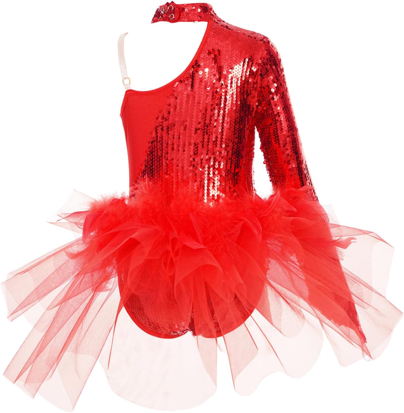 JEYPINMI Little Girls Sequin Ballet Tutu Dress Gymnastics Skirted Leotard Modern Latin Jazz Dance Costume
