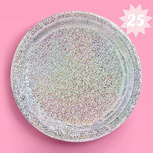 xo Fetti Platos holográficos de papel -  Decoraciones de fiesta de feliz cumpleaños linda despedida de soltera platos de pastel frescos platos