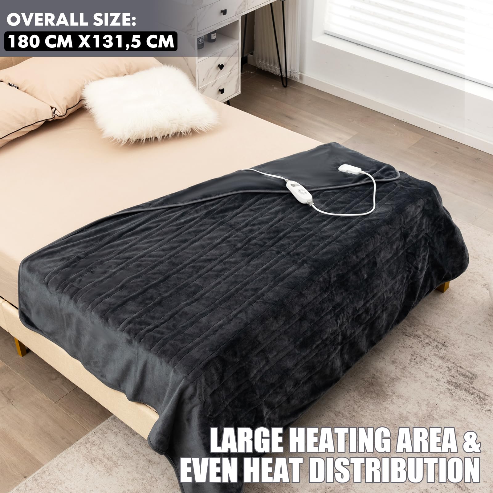 Charmofun Coperta Termica Elettrica, 130X180CM Termocoperta Matrimoniale con Spegnimento Automatico, 8 Temperature, Timer 12H, Riscaldamento Rapido, Lavabile, Plaid Elettrico Per Divano, Letto Charmofun Coperta Termica Elettrica, 130X180CM Termocoperta Matrimoniale con Spegnimento Automatico, 8 Temperature, Timer 12H, Riscaldamento Rapido, Lavabile, Plaid Elettrico Per Divano, Letto