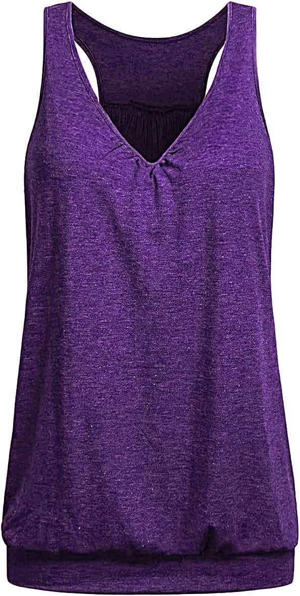Womens Sleeveless V-Neck Tank Tops Workout Loose Fit Tops for Women Athletic Banded...
