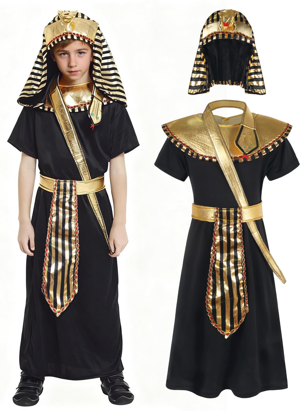 KumSoomliy Boys Egyptian Costumes for World Book Day Kids Fancy Dress Ancient Egyptian King Costume for Boys Age 7-8 Years
