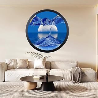 ZSDSZDZY Sand Art Liquid Motion, Moving Sand Art Décor, 3D Wall Mounted 360° Rotate Sculpture, Wall Art Deep Sea Sandscape Room Decoration, Relaxing Mood Home Office Work Decor (Blue, 11.4'')