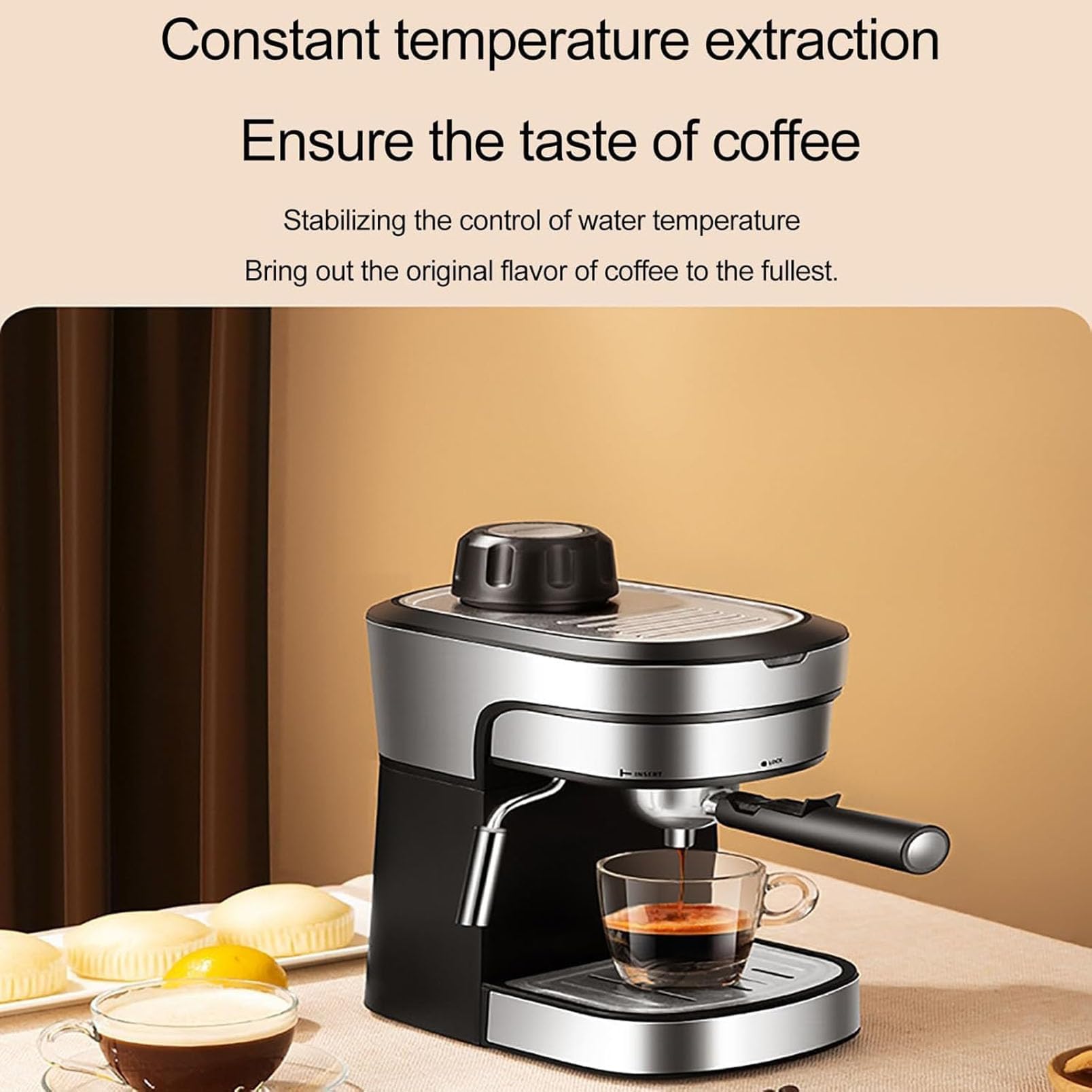 Machines à café cappuccino, mini cafetière avec mousseur à lait | Filtre de qualité alimentaire, petite cafetière goutte à goutte automatique pour la maison, le bureau